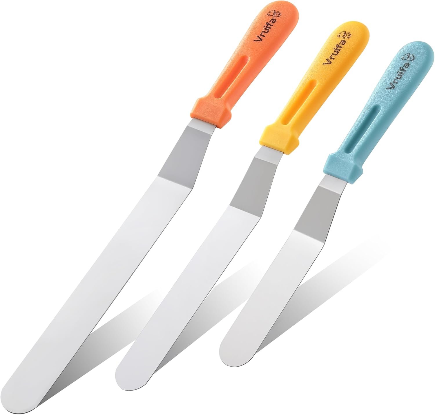 Offset Spatulas, Icing Spatula for Cake Decorating and Frosting, 6″,8″,10″ | Ergonomic PP Handle, Dishwasher Safe