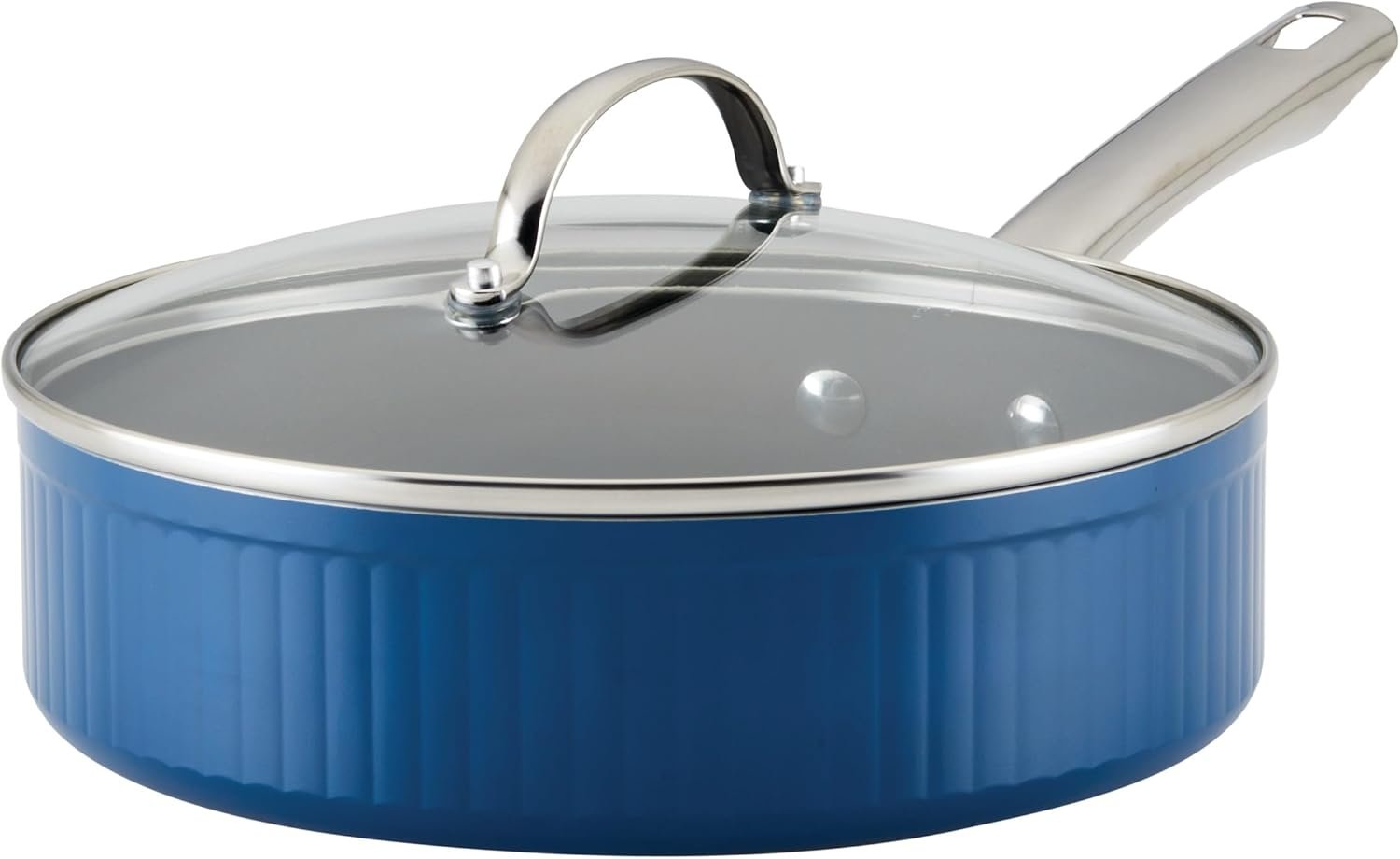 Farberware Style Nonstick Cookware Saute Pan with Lid, Dishwasher Safe, 3 Quart – Blue