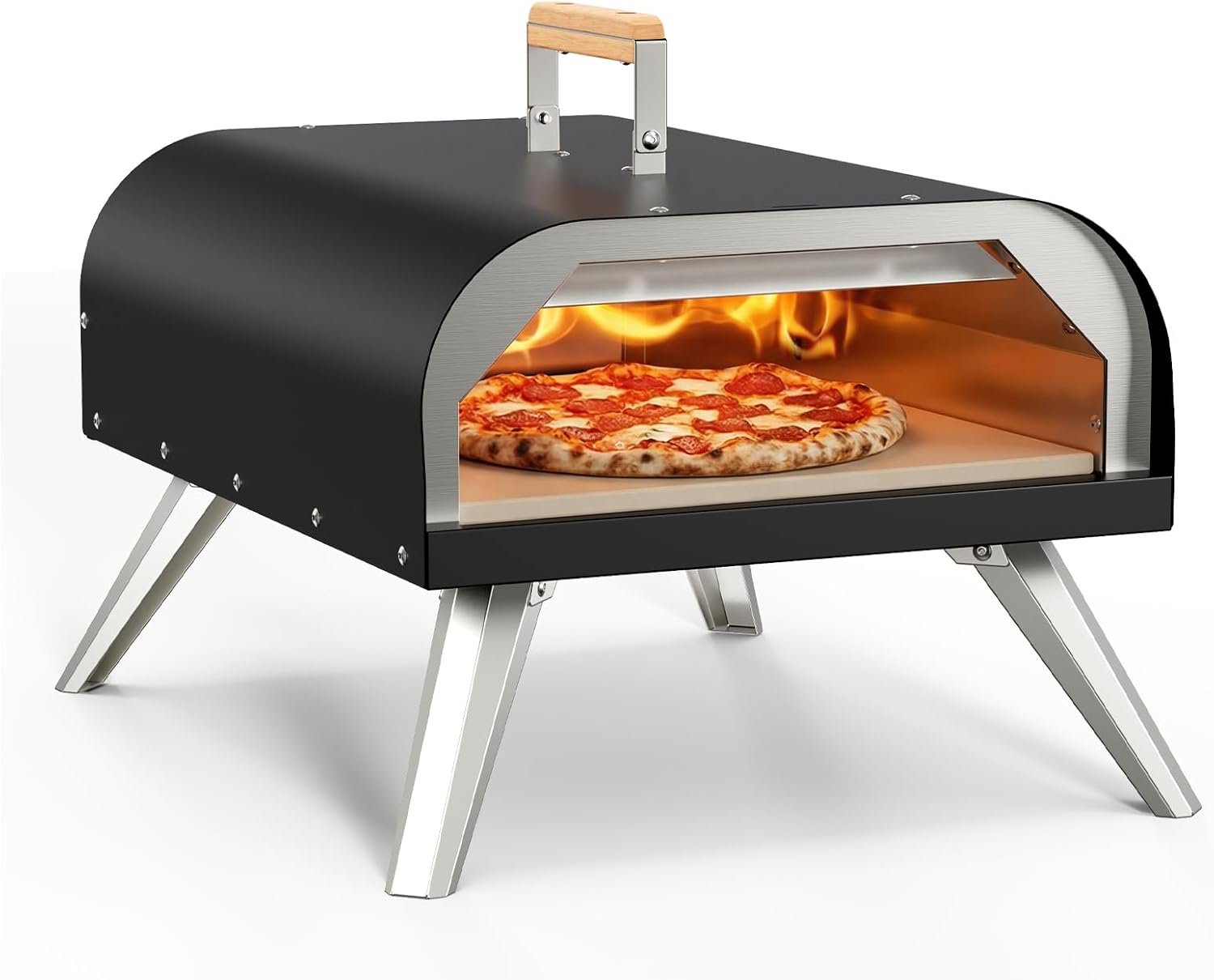 WOOCIT 12″ Multi-Fuel Outdoor Pizza Oven, Reaches 720°F, with Stone & Peel | Versatile Wood or Propane Pizza Oven, Portable for Backyard, Camping & Tailgating (Propane Burner Sold Separately)