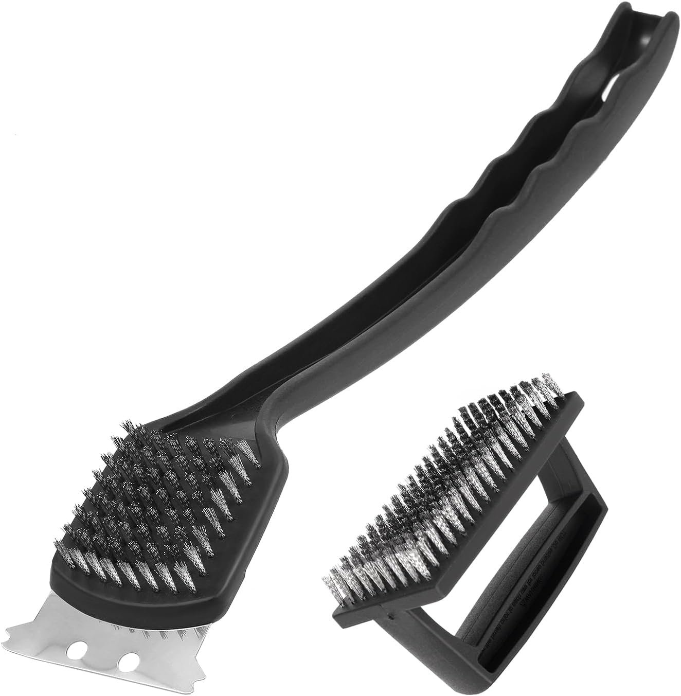 15.75” Grill Brush – BBQ Scraper with Ergonomic Non-Slip Grip & Steel Bristles, Deep Clean Outdoor Grill Grates Without Bending (Safer, Long Handle)