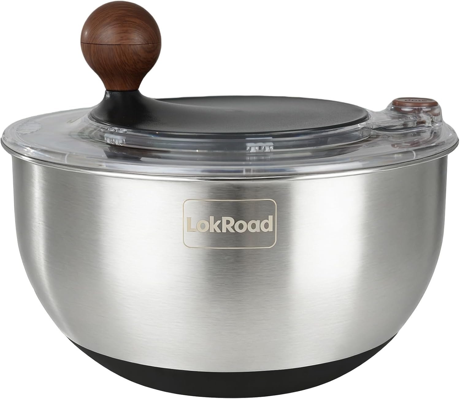 Stainless Steel Salad Spinner, 5.3 Qt Large Lettuce & Vegetable Cleaner with Non-Slip Bottom, Quick Stop Button, Dishwasher Safe Fruit Washer, BPA-free, Black