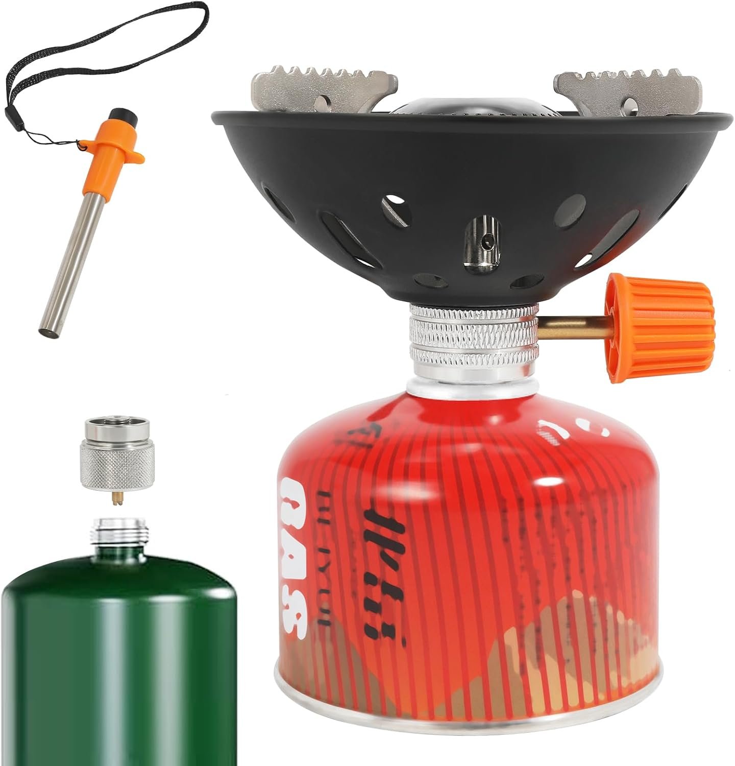Portable Outdoor Camping Stove, With Powerful Firepower of 10000 BTU,Quickly Boil 1.5L of Water in 4 Minutes and 30 Seconds,Compatible with Propane/Butane Gas Tanks,Windproof Stove