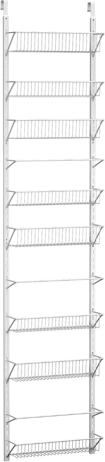 Home-Complete Pantry Over The Door Spice and Jar Rack Organizer – Great Storage Space for Cabinets and Kitchen – Wall Mounted 8 Tier Shelves | 9-Tier Organizer for Bathroom, Closet, or Kitchen Storage, Pantry Organization and Storage