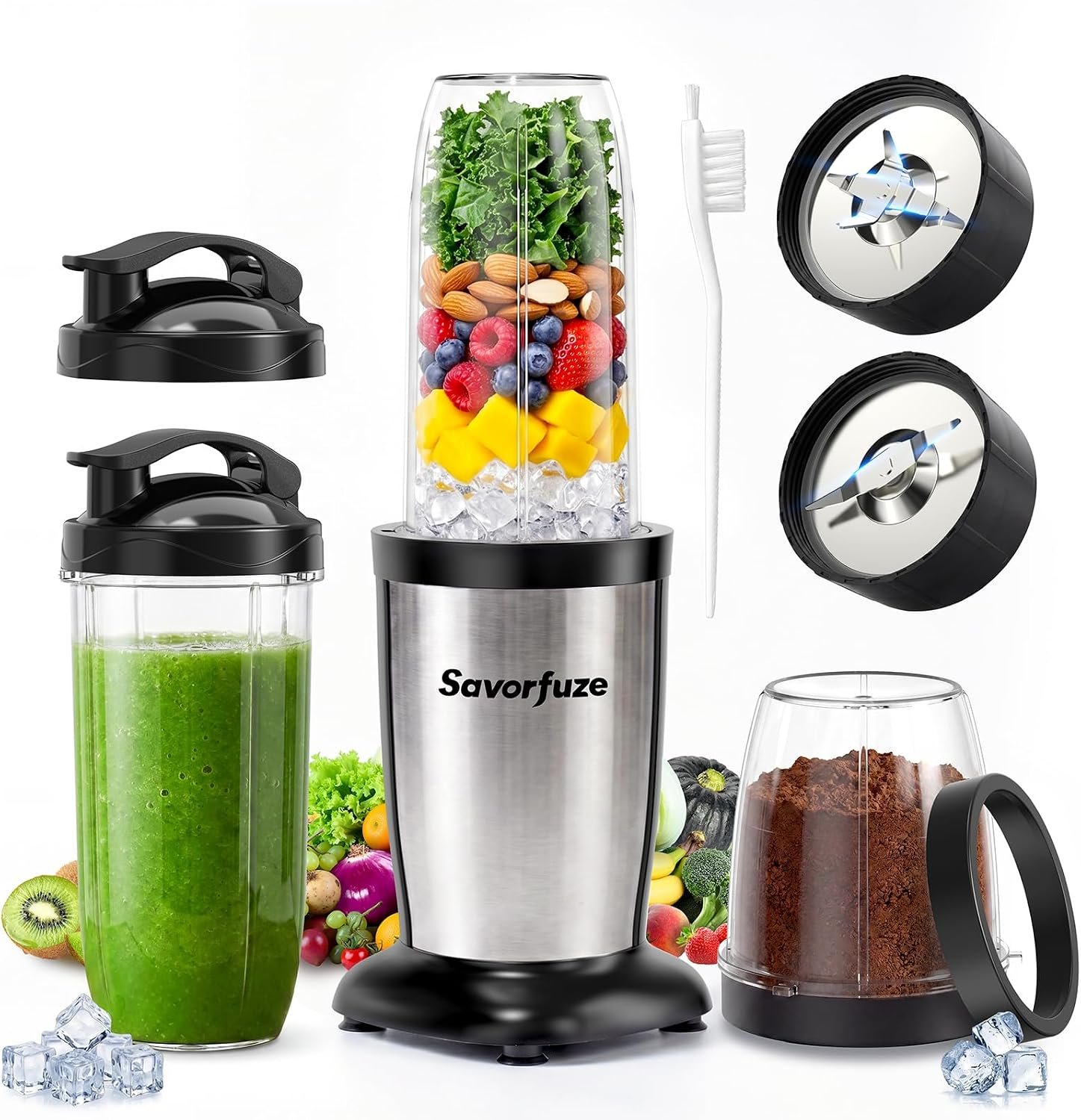Smoothie Blender Grinder Combo, Personal Blender for Smoothies and Shakes