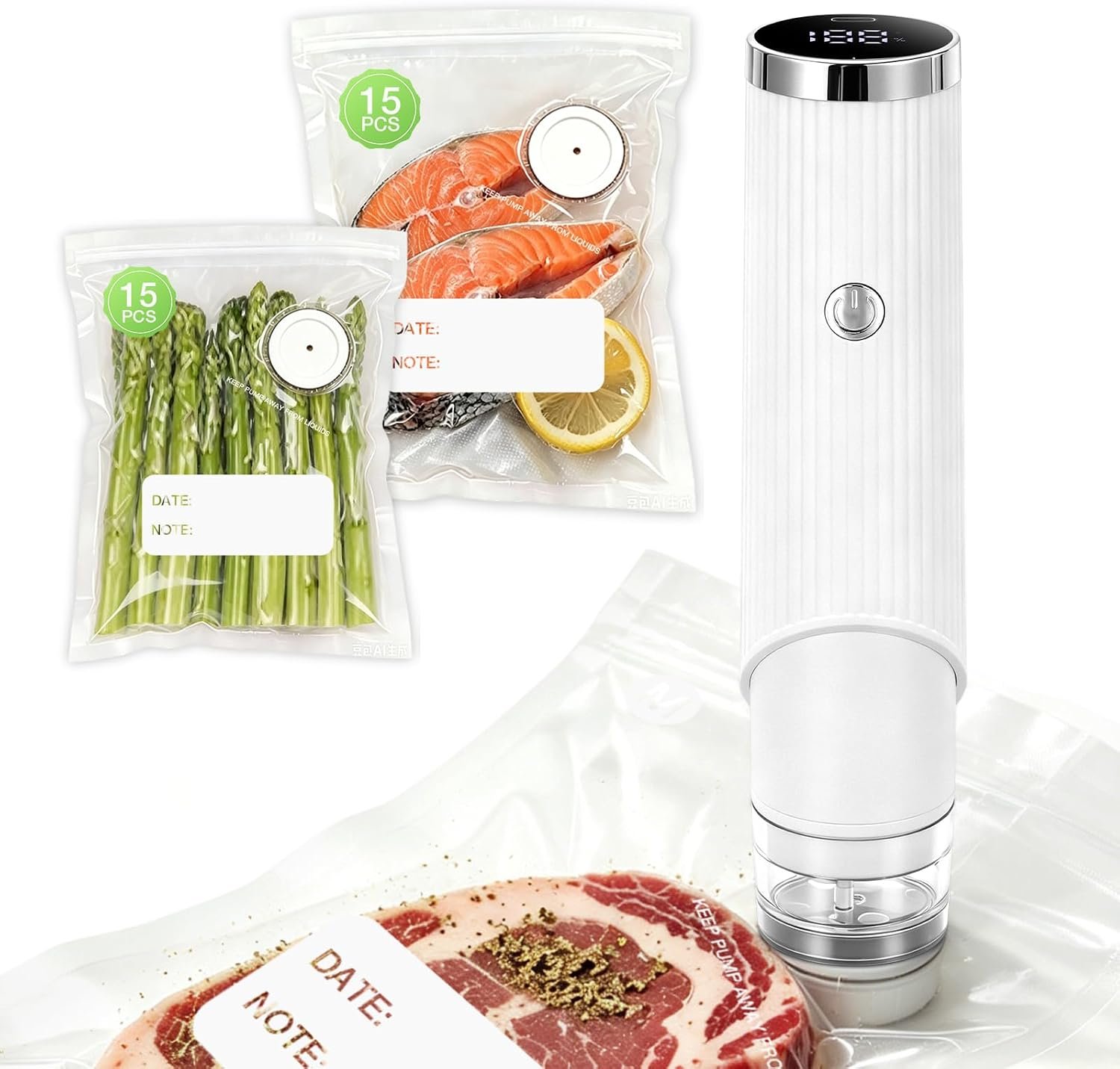 Compact Vacuum Sealer for Food, Handheld Vacuum Sealer Machine with 30 Reusable Bags, Portable Automatic Food Sealer for Freezer Storage, Travel, Camping