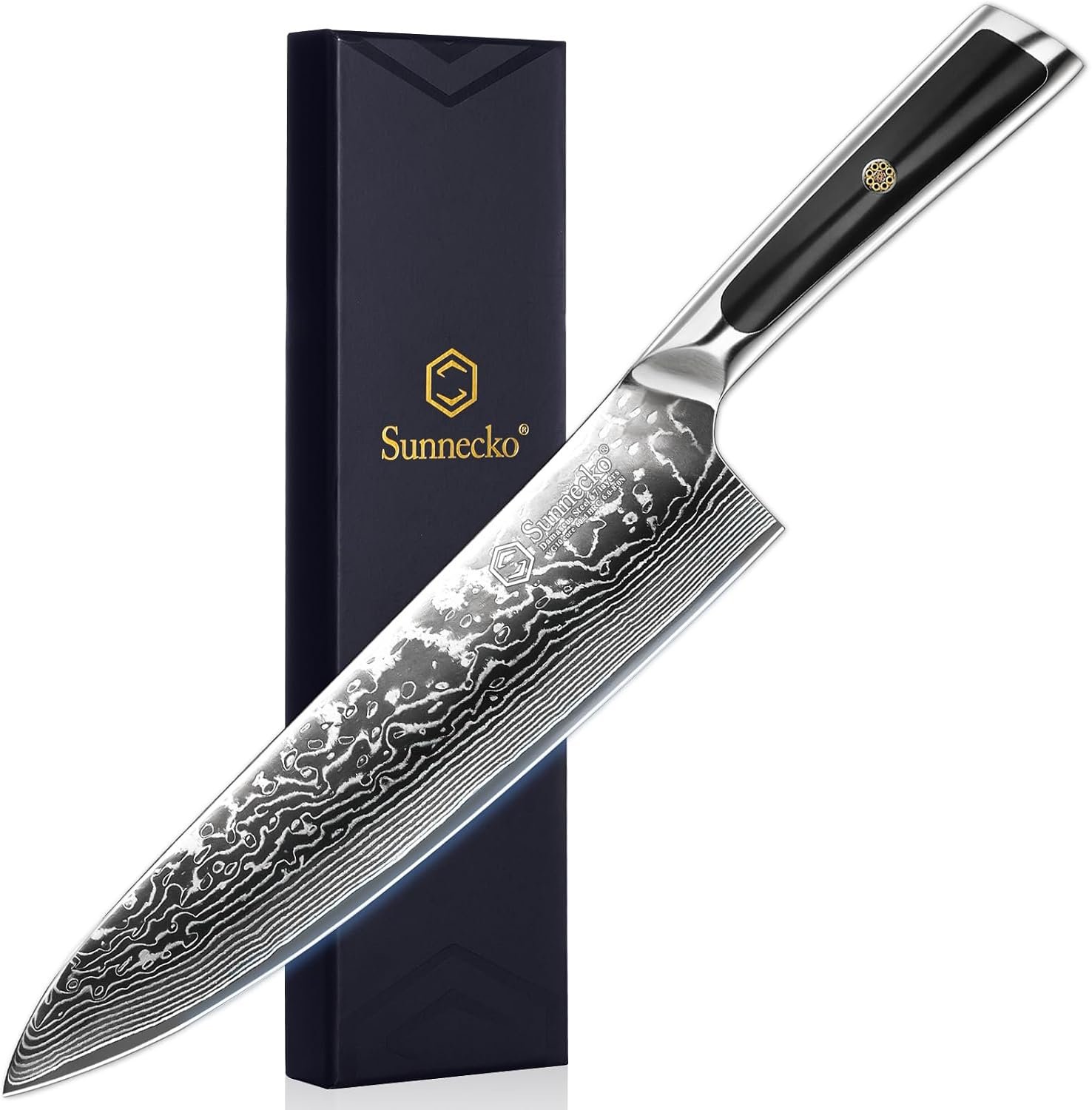 8 Inch Japanese Damascus Chef Knife – Ultra Sharp VG10 Steel | 10-12 Degree Edge 67 Layers Kitchen Cooking Knives for Meat, Vegetable & Fruit, Full Tang, Camping & BBQ Gifts for Men