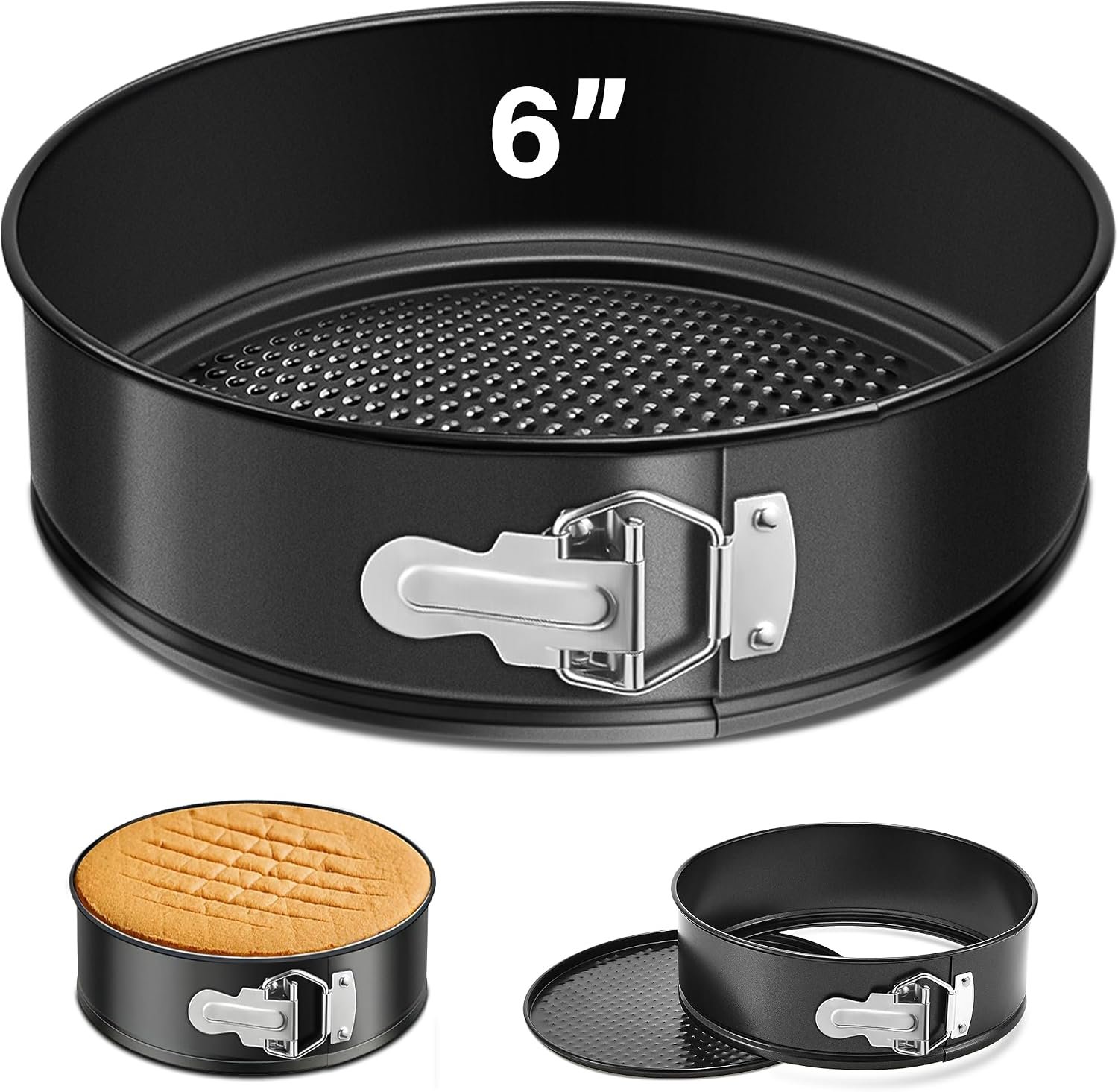 6 Inch Springform Pan, Nonstick Leakproof Mini Cheesecake Pan for Baking, with Removable Bottom, Easy Release & Cleanup