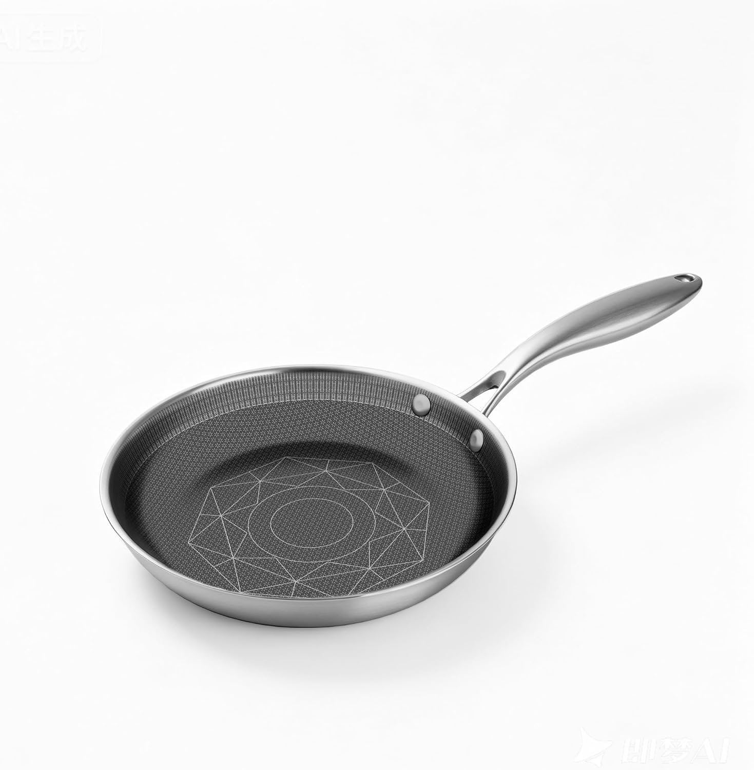 COOKER KING 8-Inch Stainless Steel Pan, Hybrid Nonstick Frying Pan | 3-Ply Clad Cookware, Healthy & Non-Toxic, Dishwasher & Oven Safe, Stay-Cool Handle, Induction Compatible – Metal Utensil Safe