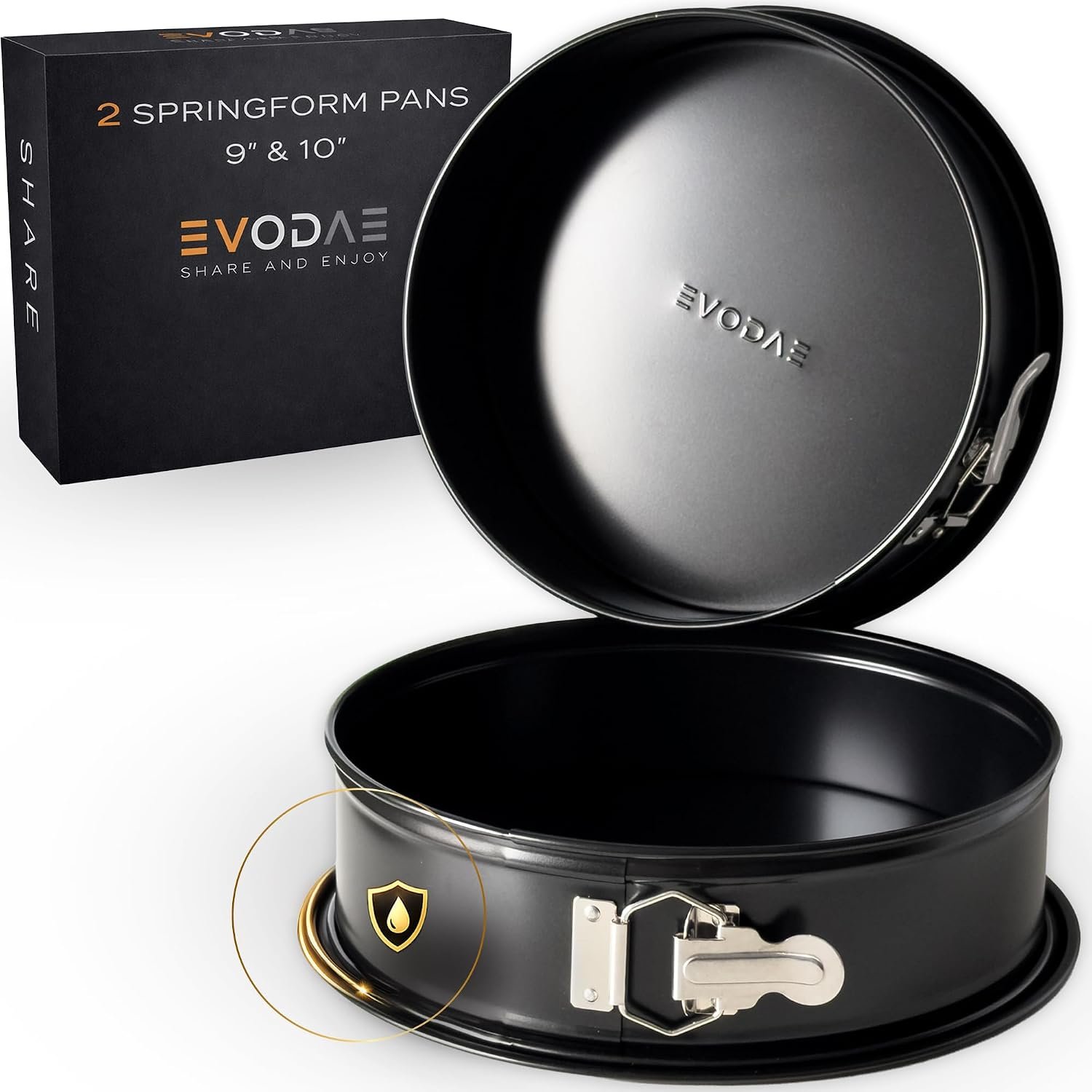 Springform Pan 9 Inch and 10 Inch Set, Nonstick Leakproof Springform Cake Pans, Cheesecake Pan, Removable Bottom, Carbon Steel Baking Pan, Dishwasher Safe, Gift Ready Box