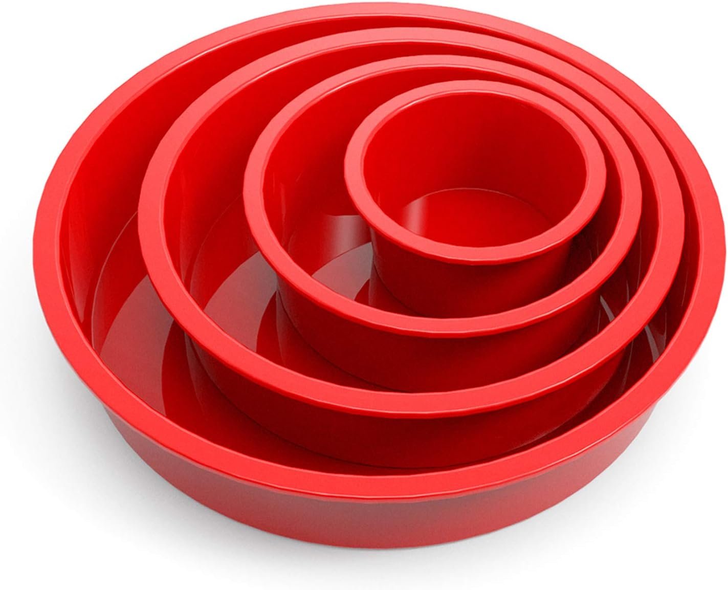 SILIVO 4-Piece Silicone Cake Pans Sets for Baking – Nonstick Silicone Round Cake Molds for Layer Cakes, Cheese Cakes and Chocolate Cakes – 3+5+7+9 inch