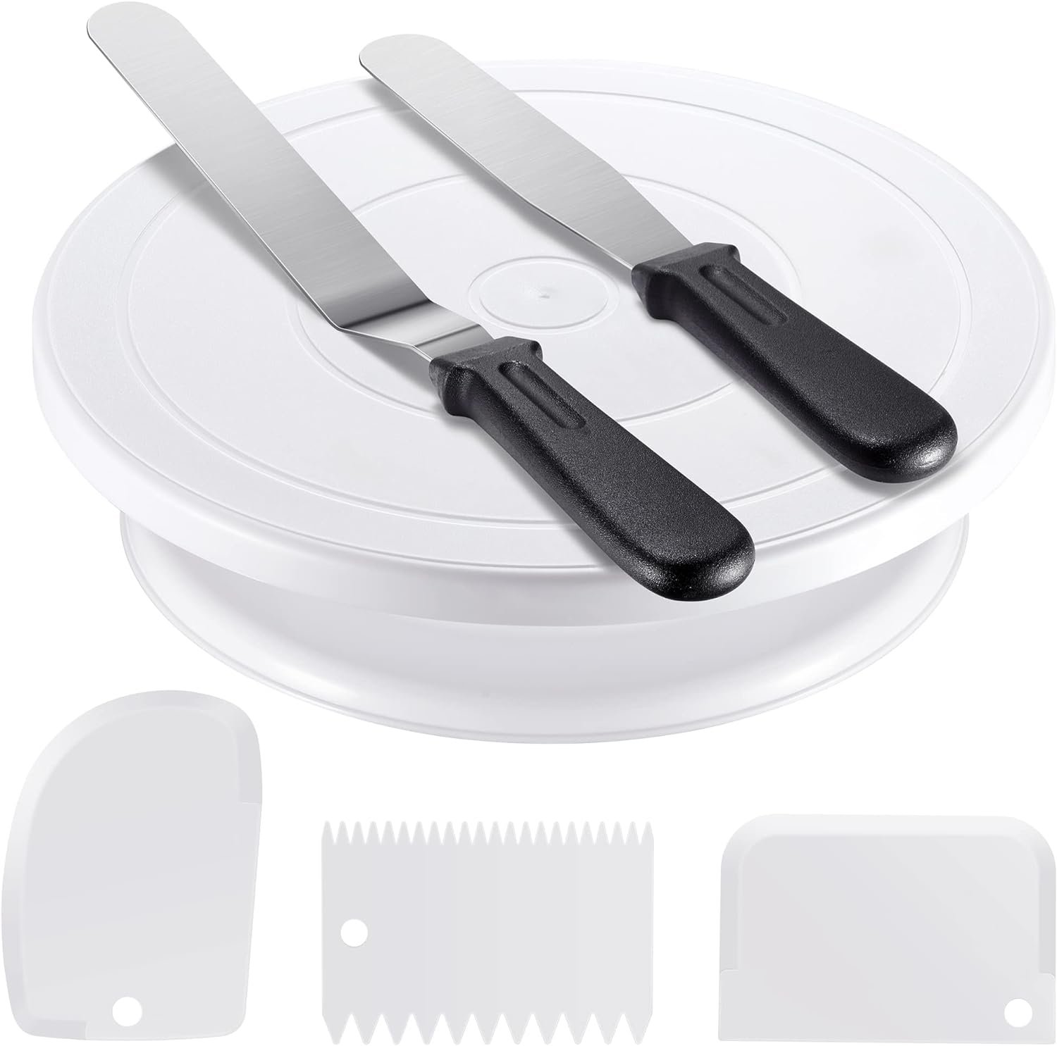 Kootek Cake Decorating Kit with Turntable Baking Supplies for Beginner Pros | Essential Baking Tools with Cake Stand Turntable, 2 Spatulas,3 Icing Scrapers, Video Tutorial, Pattern Chart, Starter kit