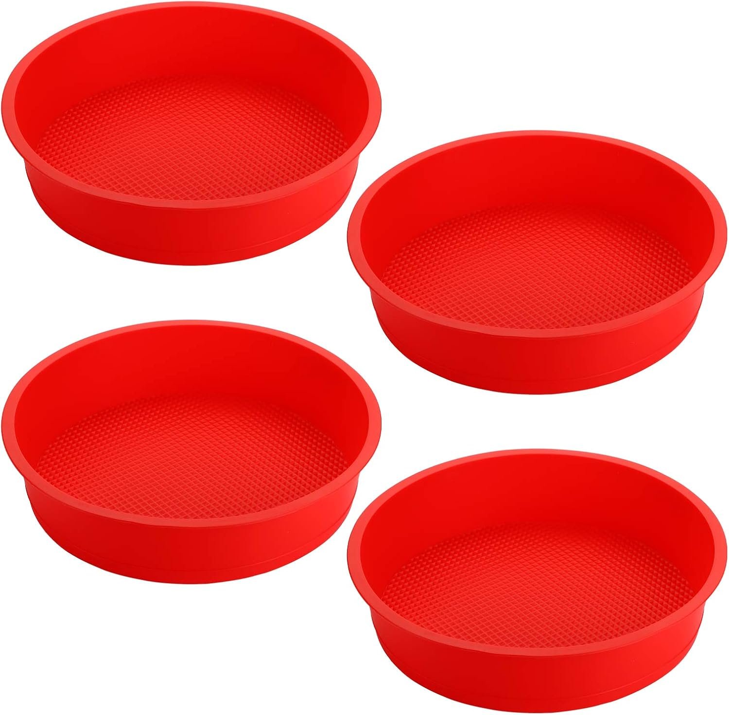 Bekith 4 Pack 9″ Silicone Round Cake Pans, Silicone Cake Pans for Baking, Quick Release Baking Mold Round