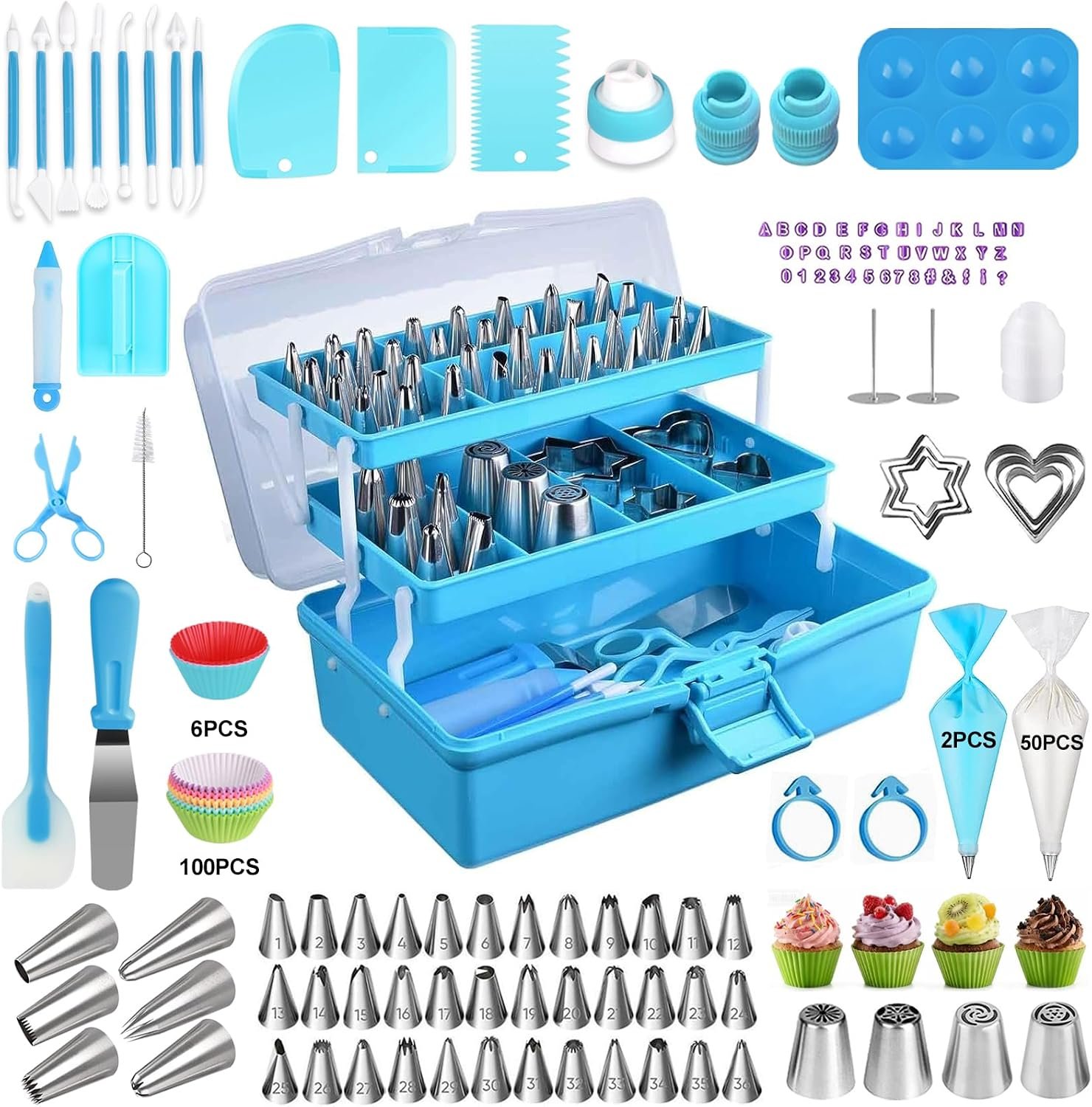 276 set Cake Decorating Tools Kit,Piping Bags and Tips Set,Baking Supplies Accessories with Storage Case,Cupcake Cookie Frosting Fondant Bakery for Adult Beginners or Professional Cake Shop