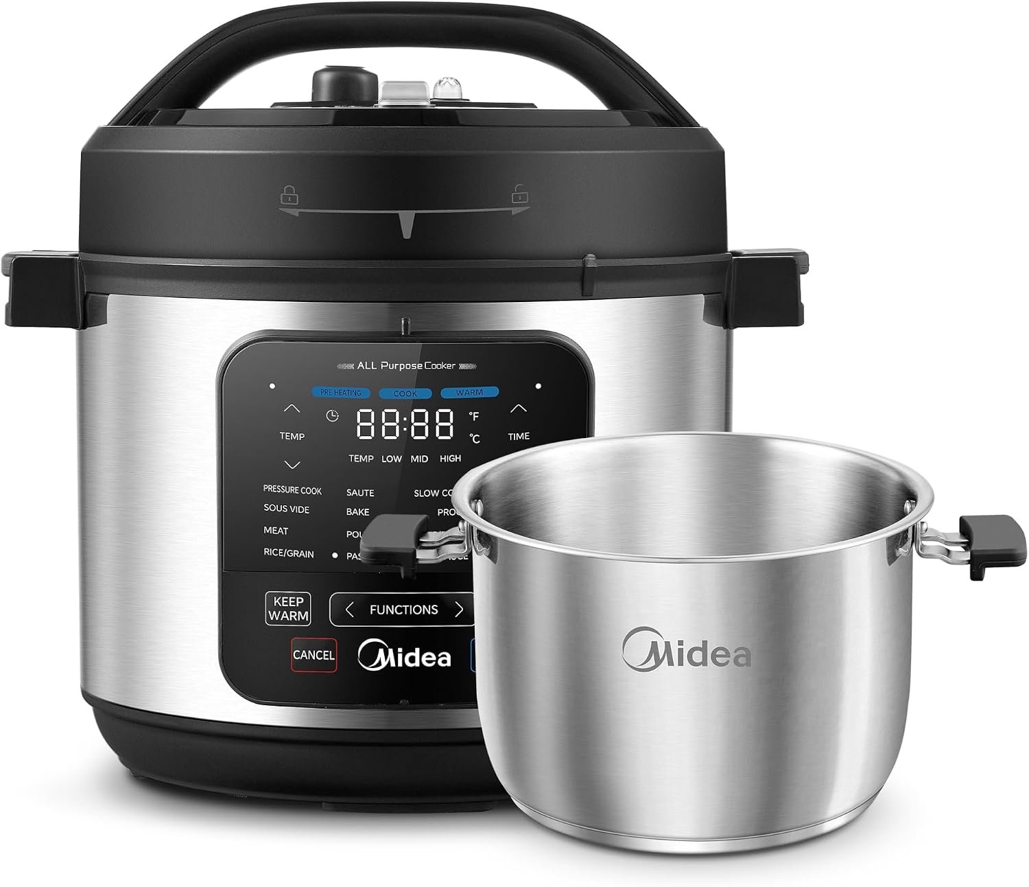 Midea 10-in-1 Electric Pressure Cooker, 6 Quarts, Stainless Steel Pot