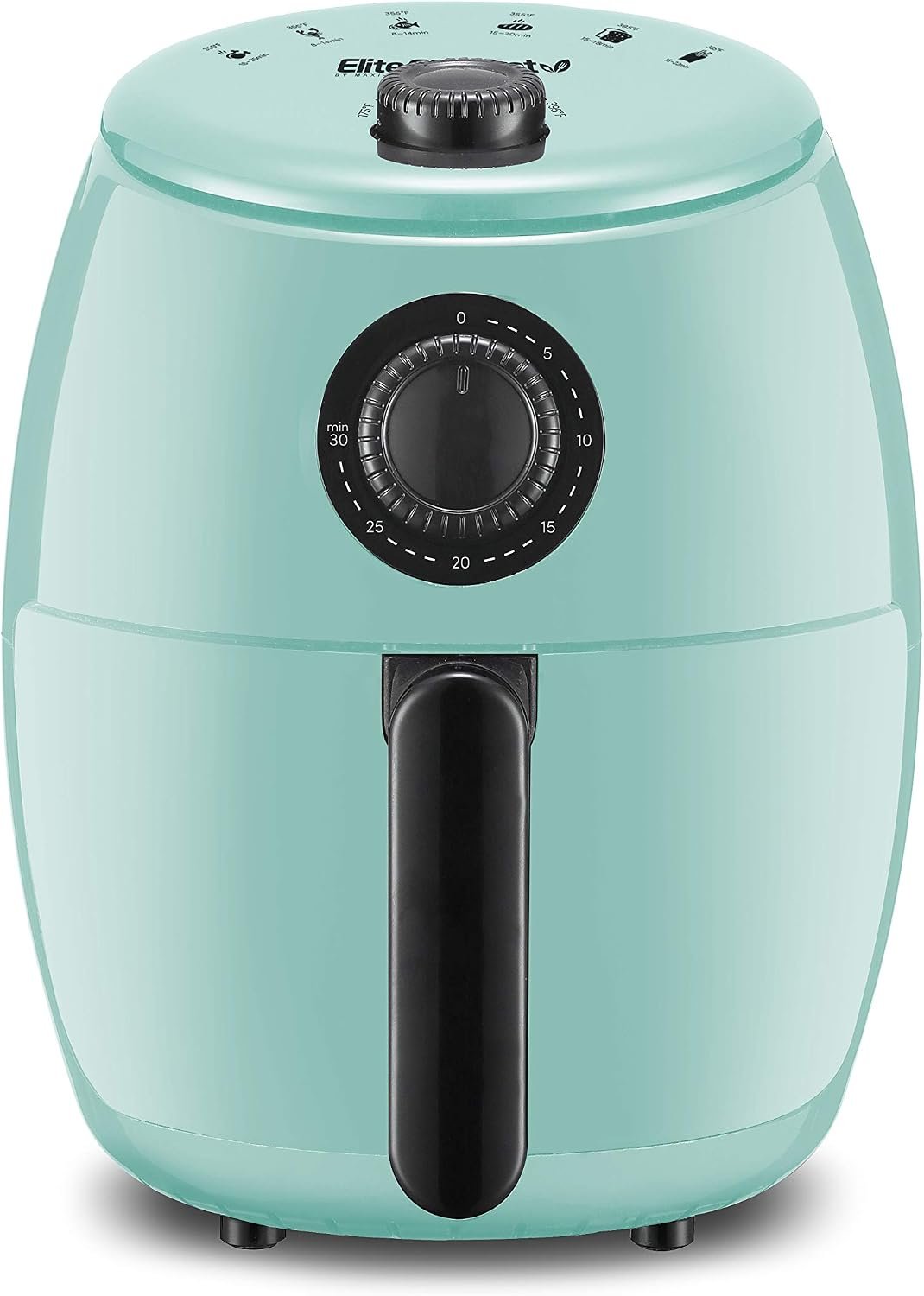 Elite Gourmet EAF-0201BL Personal Air Fryer, Oil-Less, 1000W, 2.1Qt, Mint | Compact Space-Saving Design, Healthy Cooker, Timer & Temperature Controls