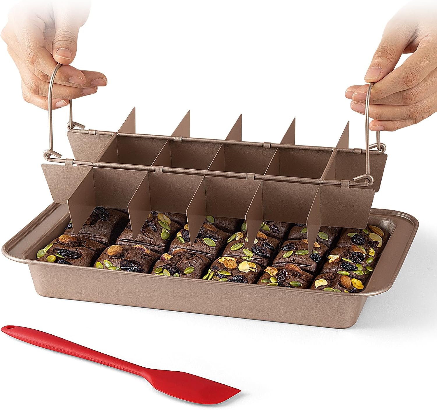 Brownie Pan with Dividers – Non-Stick Backing, Lasagna Pan, Brownie Trays,18 Pre-slice All Edges, Muffin and Cupcake for Baking -12 X 8 X 2 Inches | Ailelan Brownie Pan with Dividers,Non-Stick Backing,Brownie Trays,Muffin and Cupcake for Baking -12 X 8 X 2 Inches