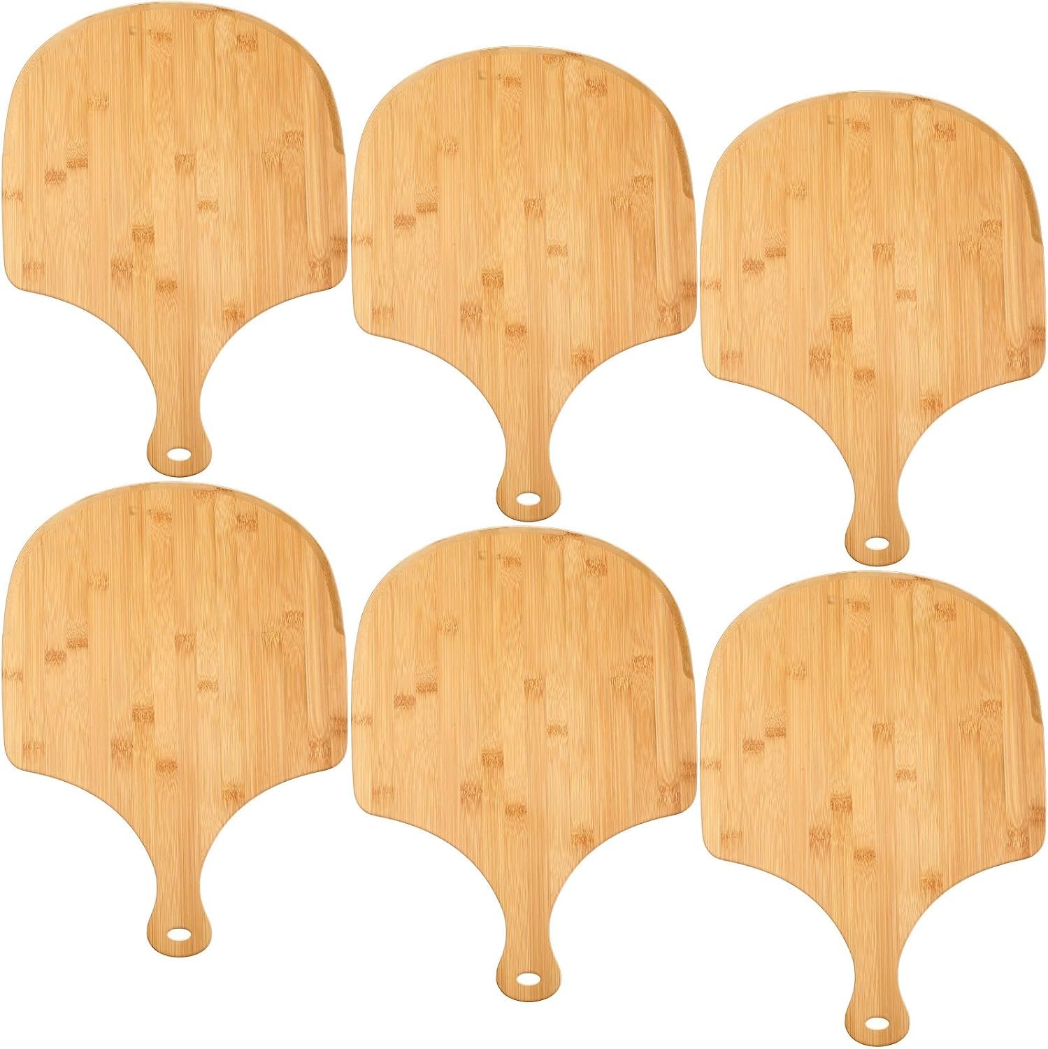 Norme 6 Pcs Bamboo Pizza Peel with Handle, Wooden Paddle,16.5 x 12 Inch | Multipurpose Board for Breads Cheese Fruit, Natural Bamboo Material, Oven Accessory, Hanging Hole Storage Design