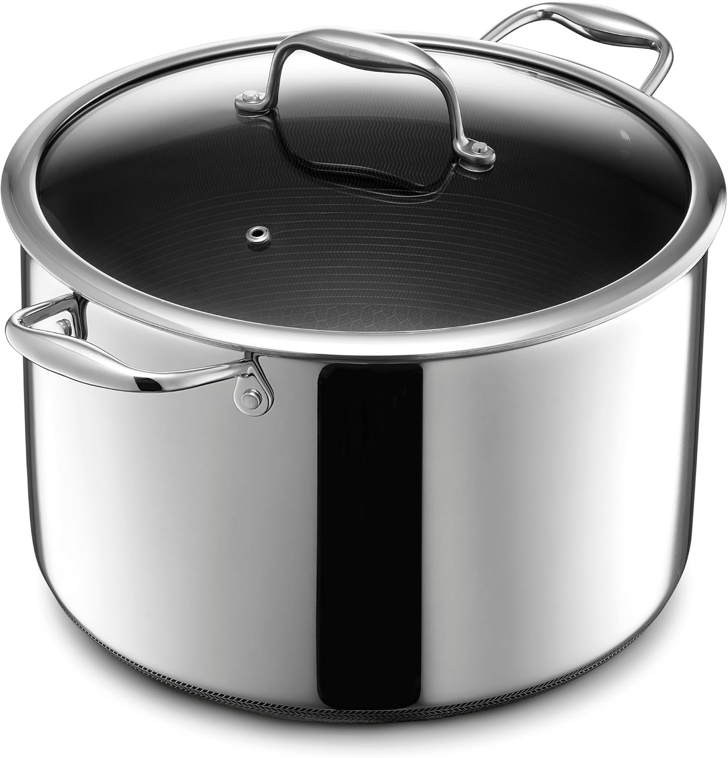 HexClad 10 Quart Hybrid Nonstick Stock Pot with Lid, Induction Ready | Stay-Cool Handles, Dishwasher and Oven Safe up to 900°F, Compatible with All Cooktops
