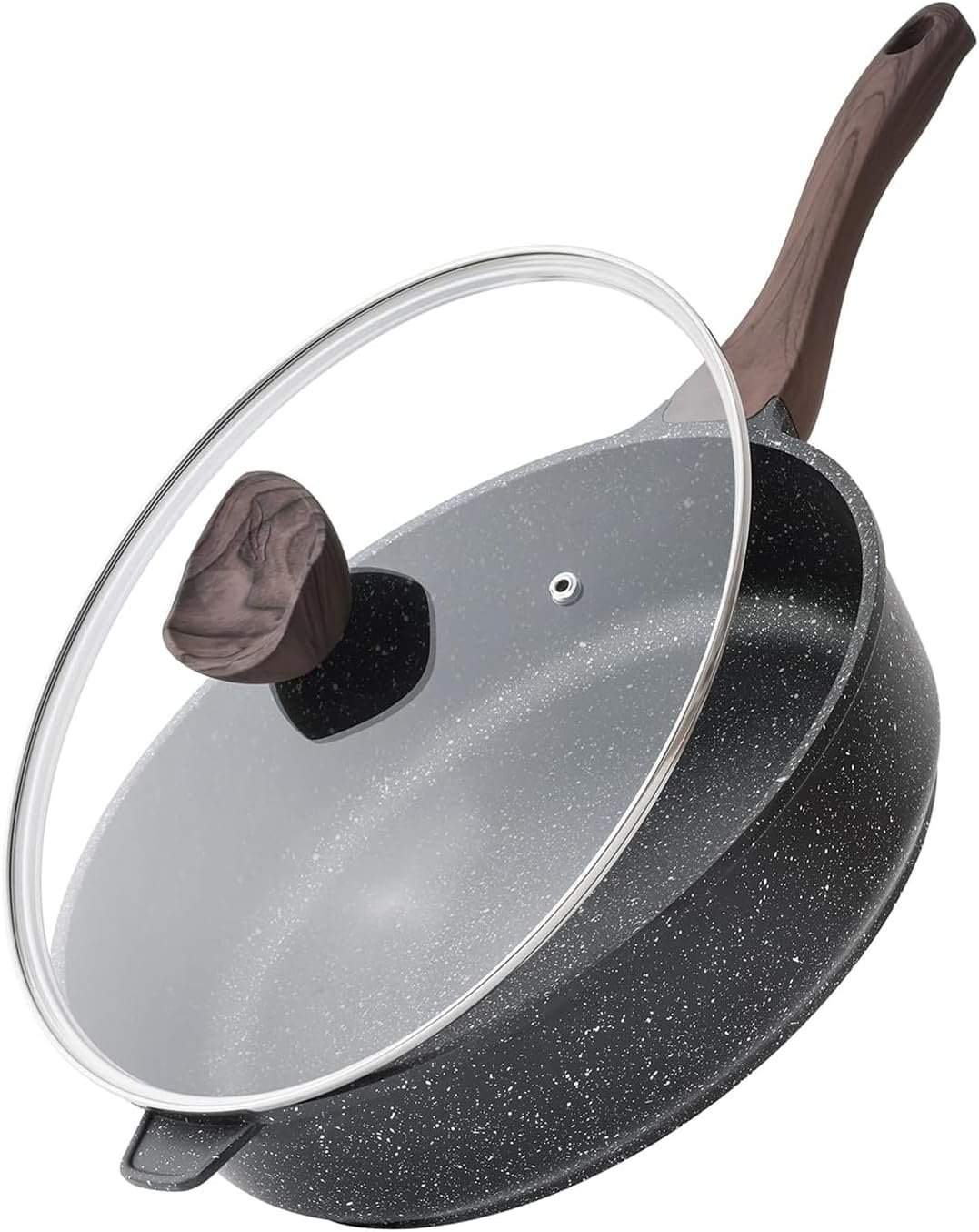 Kordisen Nonstick Deep Frying Pan with Lid, 12 Inch Large Skillet, 5 Qt Non Stick Saute Pan for Cooking, Healthy Induction Cookware, PFOA Free | Large Skillet, 5 Qt, Saute Pan, Healthy Coating, Induction, PFOA Free