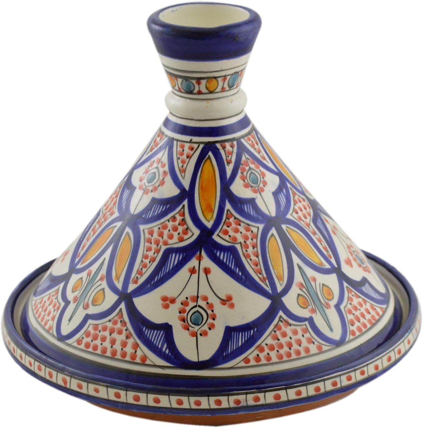 Moroccan Handmade Serving Tagine Exquisite Ceramic With Vivid Colors Traditional 12 inches Across XLarge