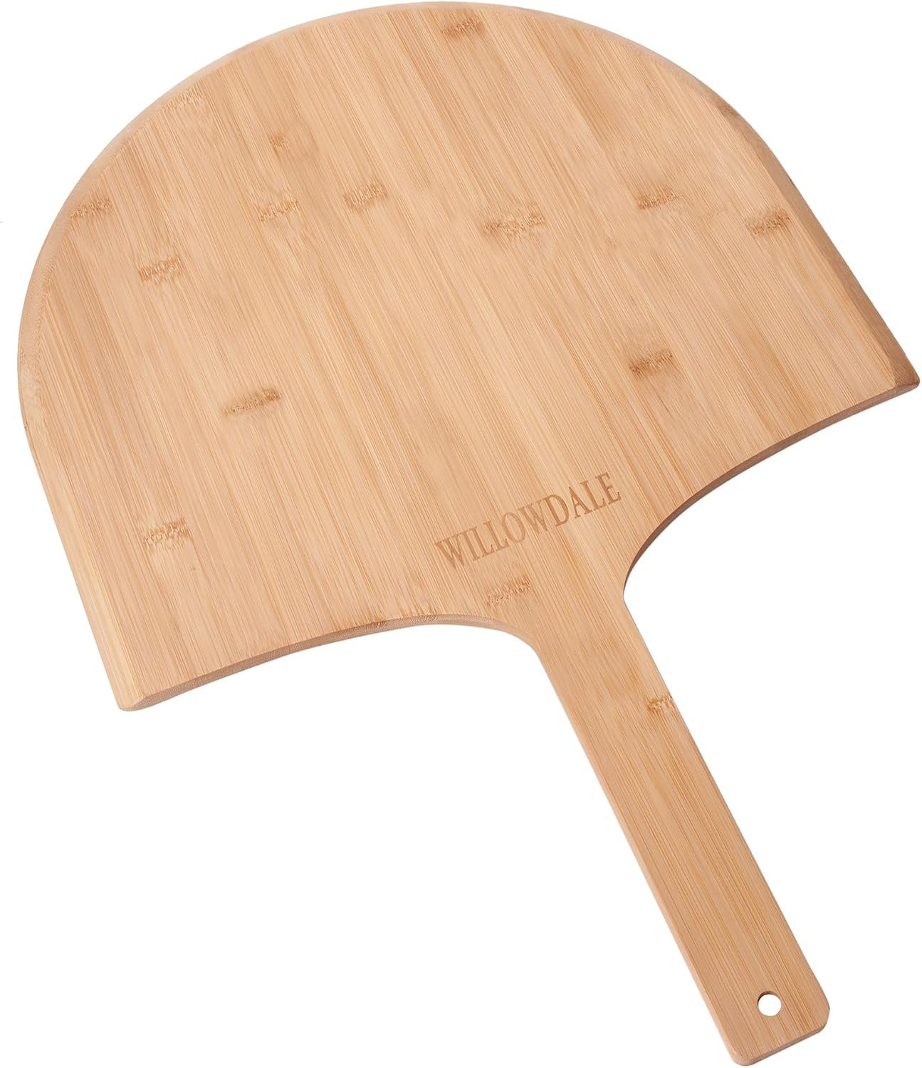 WILLOWDALE 16 Inch Wood Pizza Peel, Kitchen Bamboo Pizza Paddle with Handle | Large Spatula for Transferring & Serving, Pizza Oven Accessories, Wooden Cutting Board for Cheese Bread Fruit Vegetable