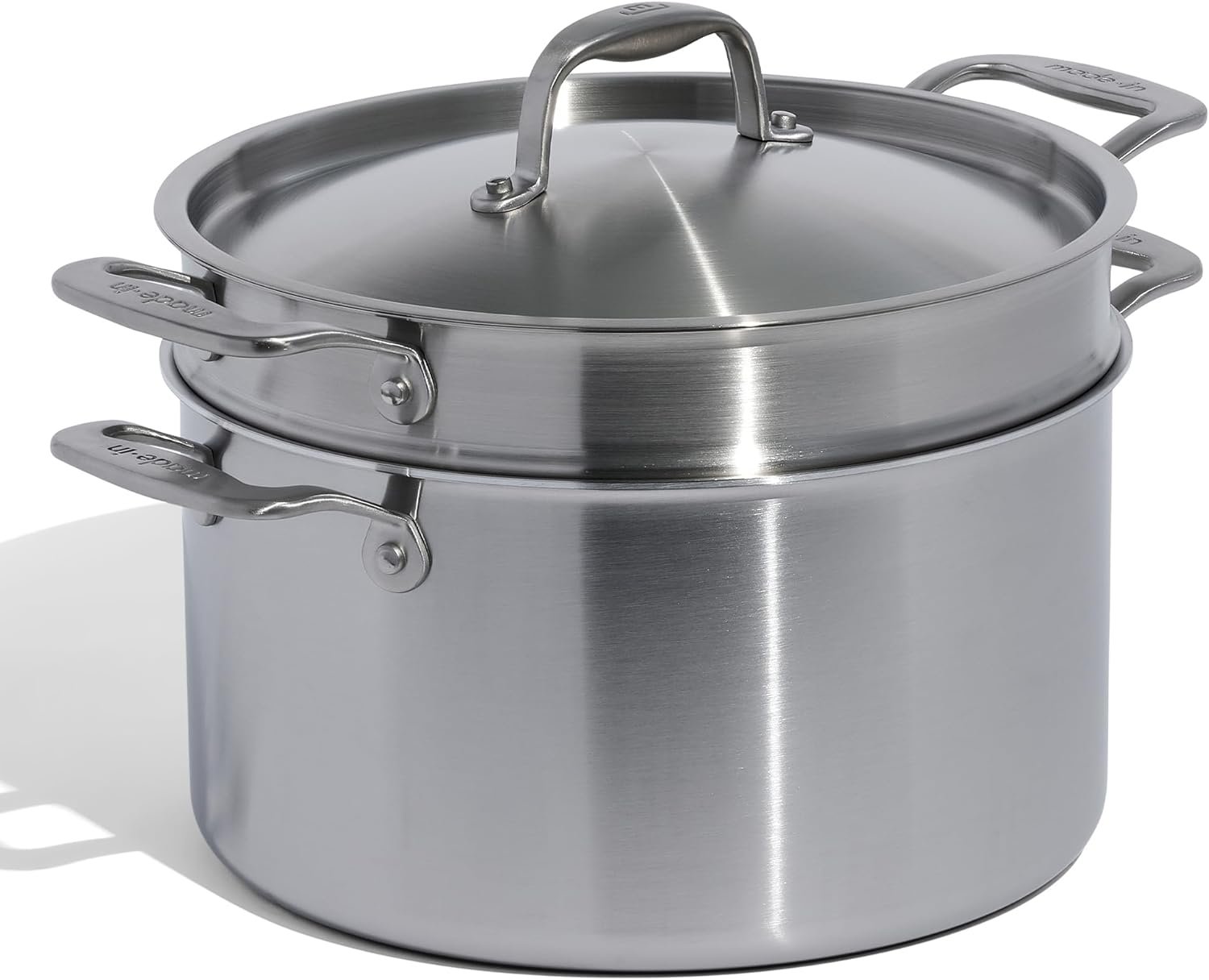 Made In Cookware – 8 Quart Stainless Steel Stock Pot With Lid and Pasta Insert – 5 Ply Stainless Clad – Professional Cookware – Crafted in Italy – Induction Compatible