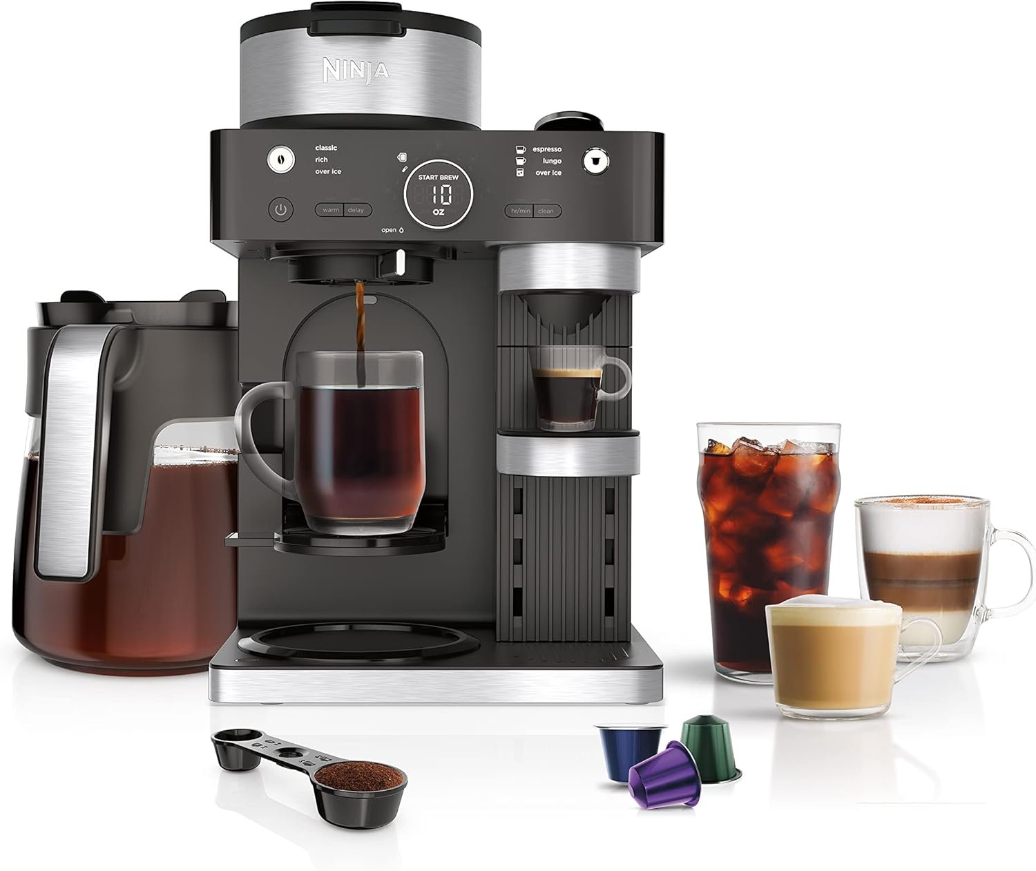 Ninja Espresso & Coffee Maker, Nespresso Capsule Compatible, Black, CFN601 | Barista System, 3 Espresso Brew Styles, Single-Serve Coffee, Built-in Frother, Espresso, Cappuccino & Latte Maker