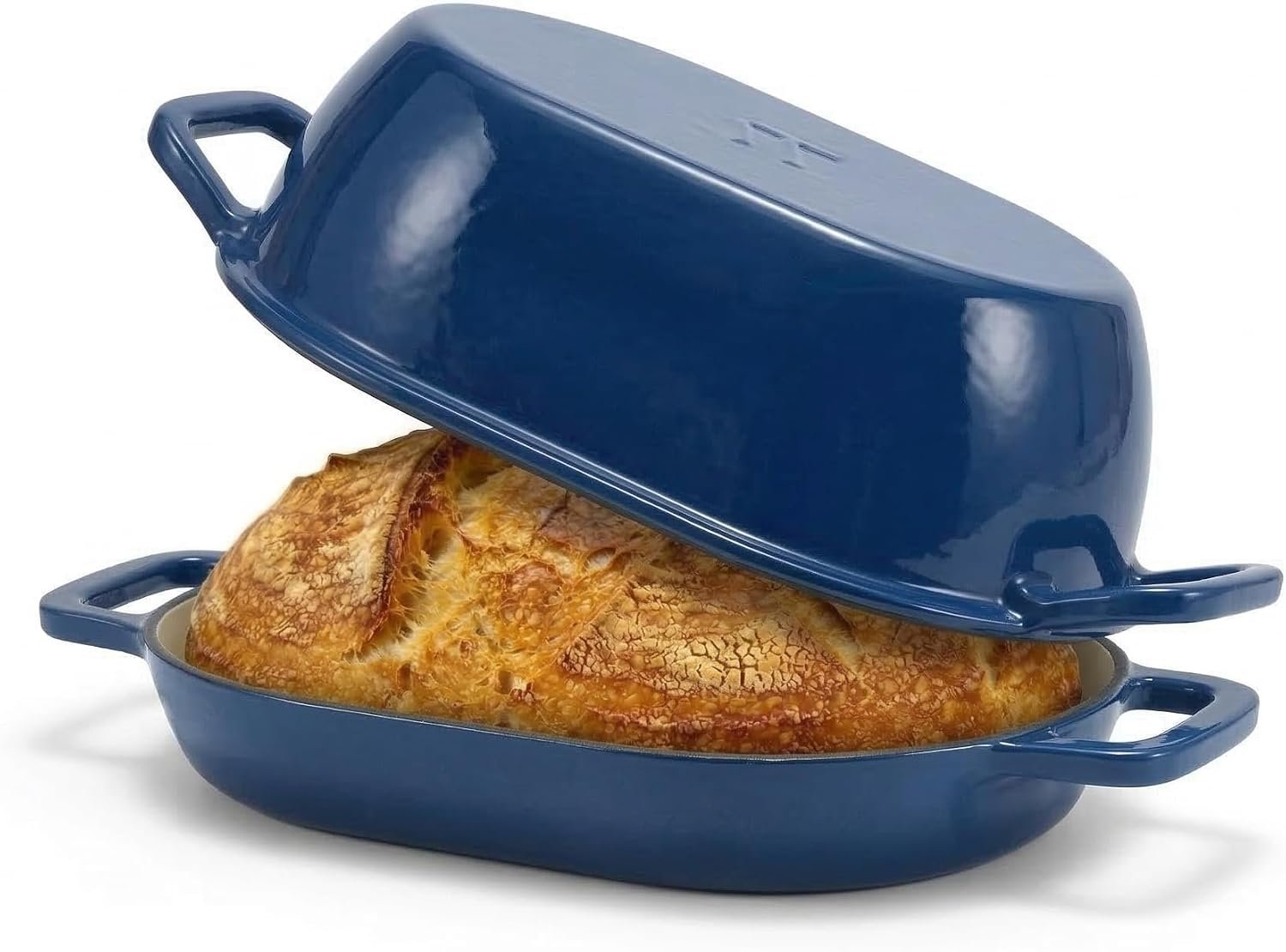 Northriver Casting Enameled Cast Iron Oval Dutch Oven for Bread Baking，12″x8″ Bread Pot with Lid，Ideal for Sourdough, Artisan Loaves & Family Meals，5 Qt