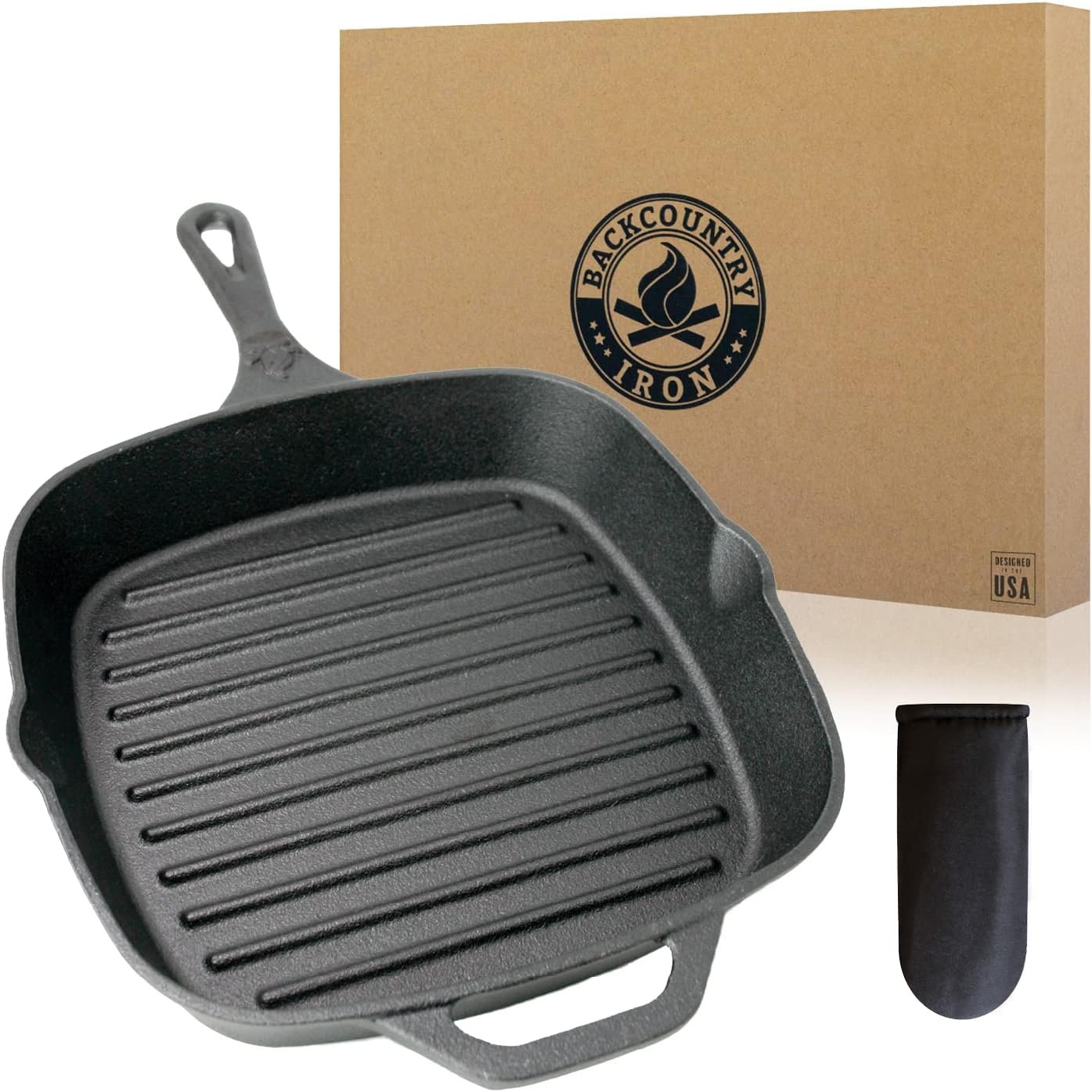 10.5 Inch Square Grill Pan Medium Pre-Seasoned Cast Iron