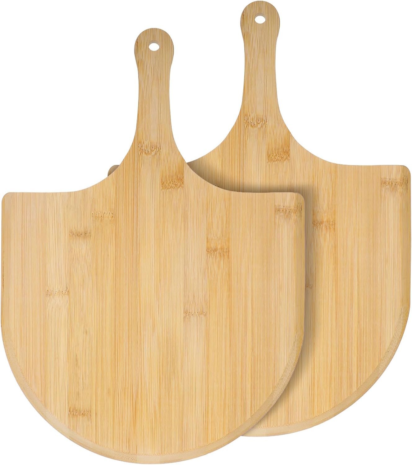 Bamboo Pizza Peel, 2 Pack 12 Inch Pizza Peel with Wooden Paddle, Lightweight & Durable for Home Kitchen, Oven, Restaurant (Natural Wood Color)