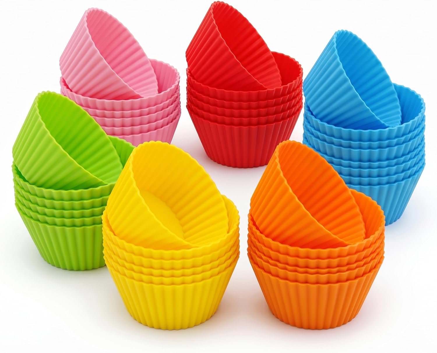 Baking Cups 24 Pack, Multi-color Reusable Silicone Cupcake Liners, Non-stick and Flexible Muffin Pans for Baking, Easy To Clean Cupcake Molds
