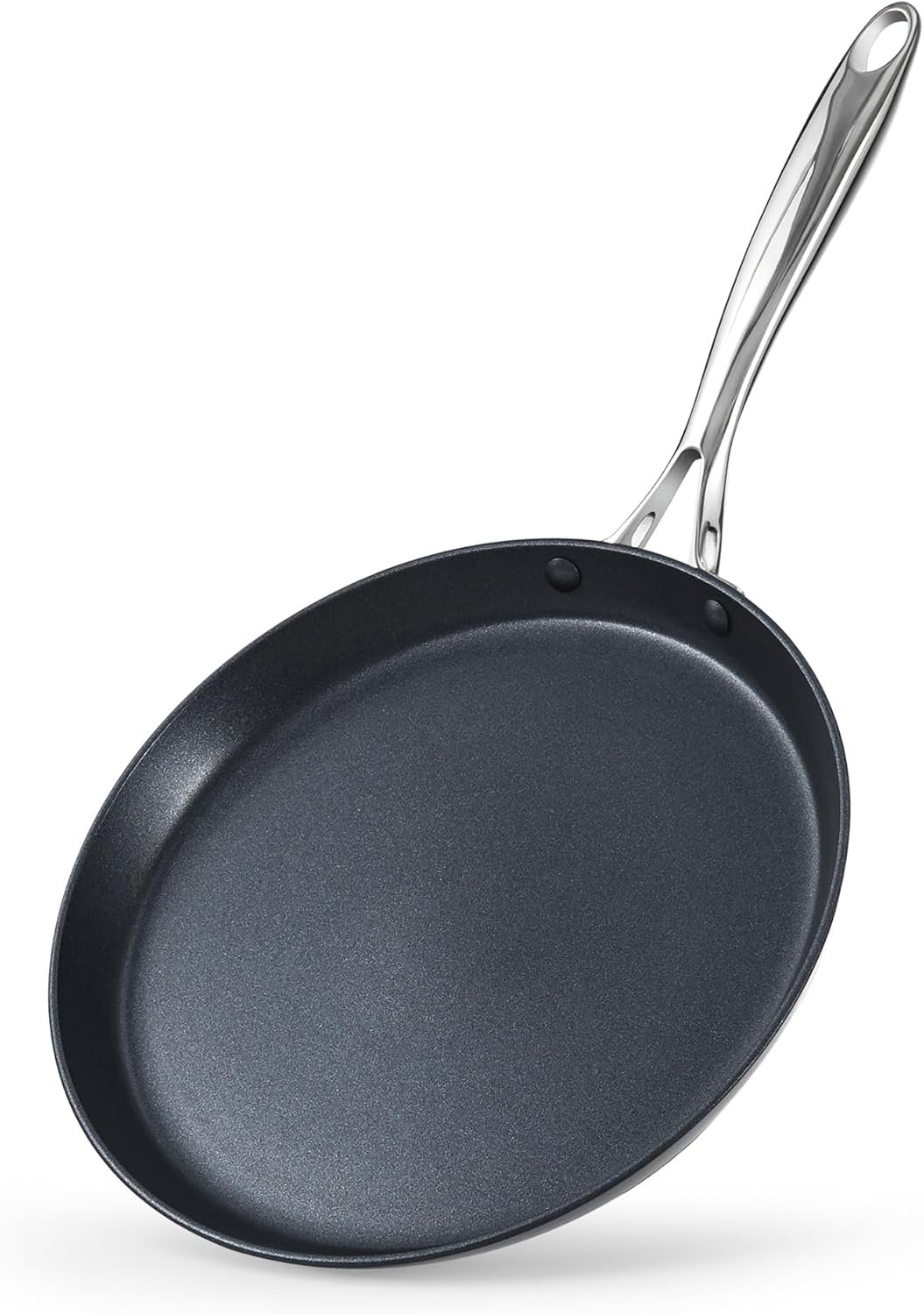 Cooks Standard Classic 10.5 Inch Hard Anodized Nonstick Crepe Pan, Induction Compatible, Dishwasher Safe, Ideal for Pancakes, Tortillas & Dosa, Black