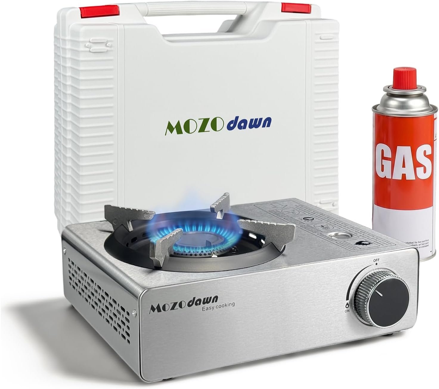Portable Butane Stove – 12,000 BTU Single Burner Camp Stove with Magnetic Safety Valve & Case for Camping, Hiking, Home Use，Fuel Not Included