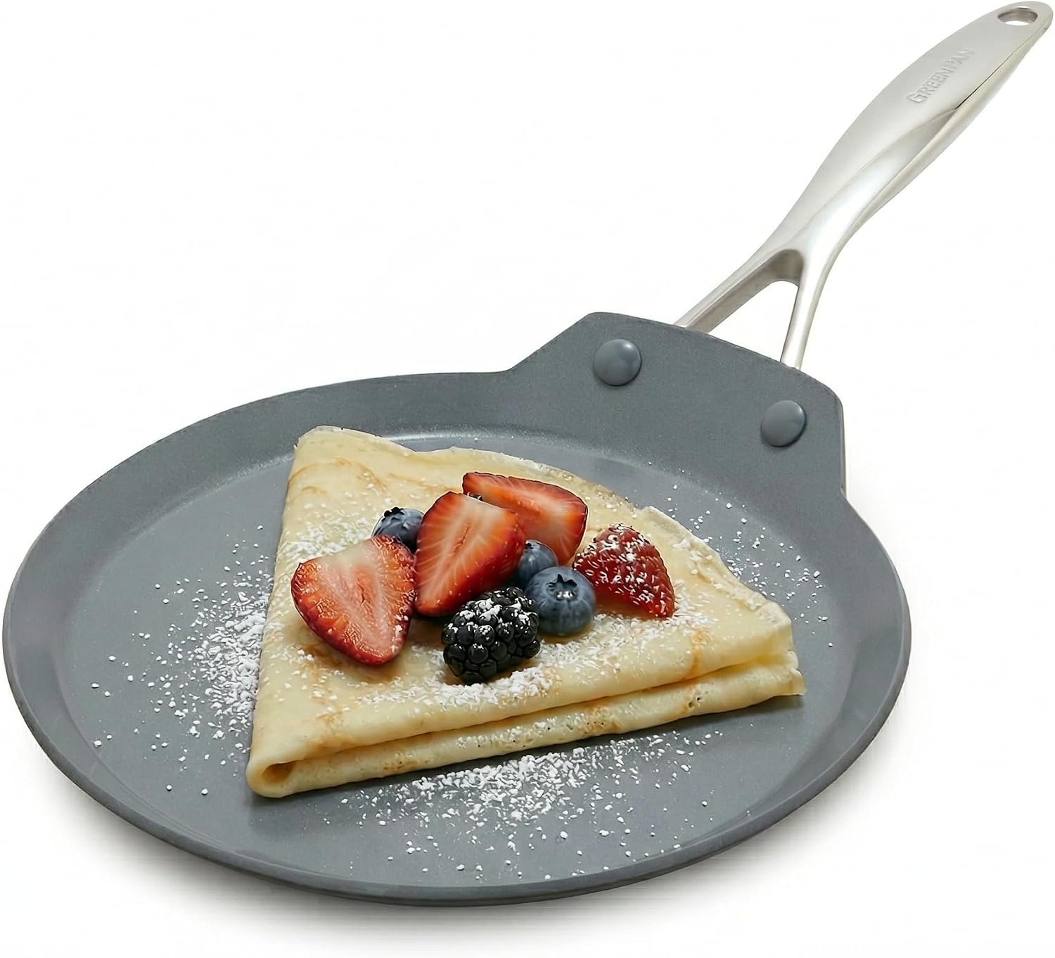 GreenPan Valencia Pro 9.5″ Ceramic Nonstick Crepe Pan, Hard Anodized | PFAS-Free Nonstick, Induction Ready, Compatible with all Stovetops, Hard Anodized, Gray, Dishwasher Safe, Oven Safe to 600F