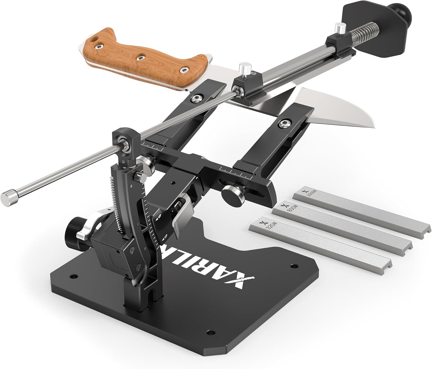 GEN3 Guided Knife Sharpening System, Aluminum Alloy | W/ 3 Al plates diamond, 320/800/2000 grit, Adjustable angle, For kitchen & hunting knives, Precision sharpening