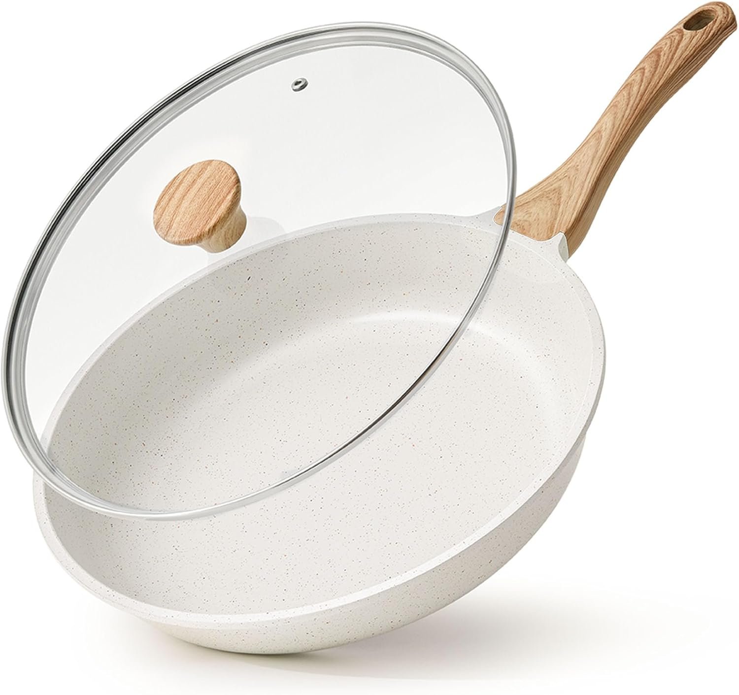 SENSARTE 8Inch Nonstick Ceramic Frying Pan with Lid, PFAS/PTFE/PFOA Free | Ceramic Omelette Pan Skillet, Healthy Non-toxic Chef’s Pan, Induction Compatible Pan, Heat Resistant Handle