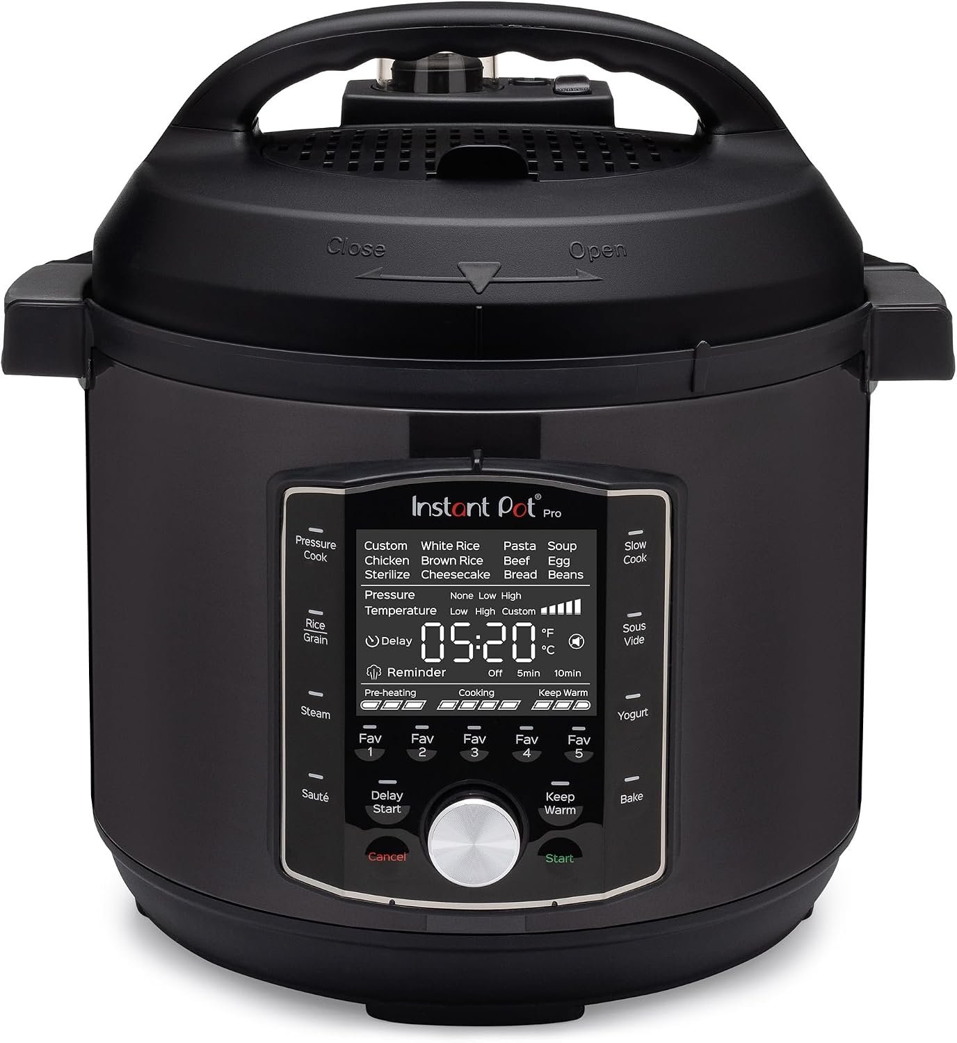 Instant Pot Pro 10-in-1 Pressure Cooker, Slow Cooker, Rice/Grain Cooker, Steamer, Sauté, Sous Vide, Yogurt Maker, Sterilizer, and Warmer, Includes App With Over 800 Recipes, Black, 6 Quart