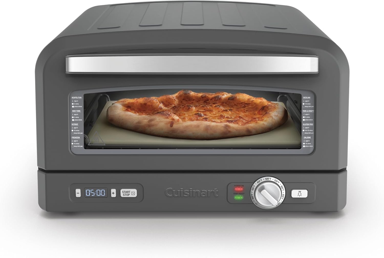 Cuisinart Indoor Pizza Oven – Bake 12” Pizzas in Minutes – Portable Countertop Pizza Oven – Matte Black Stainless Steel – CPZ-120MB