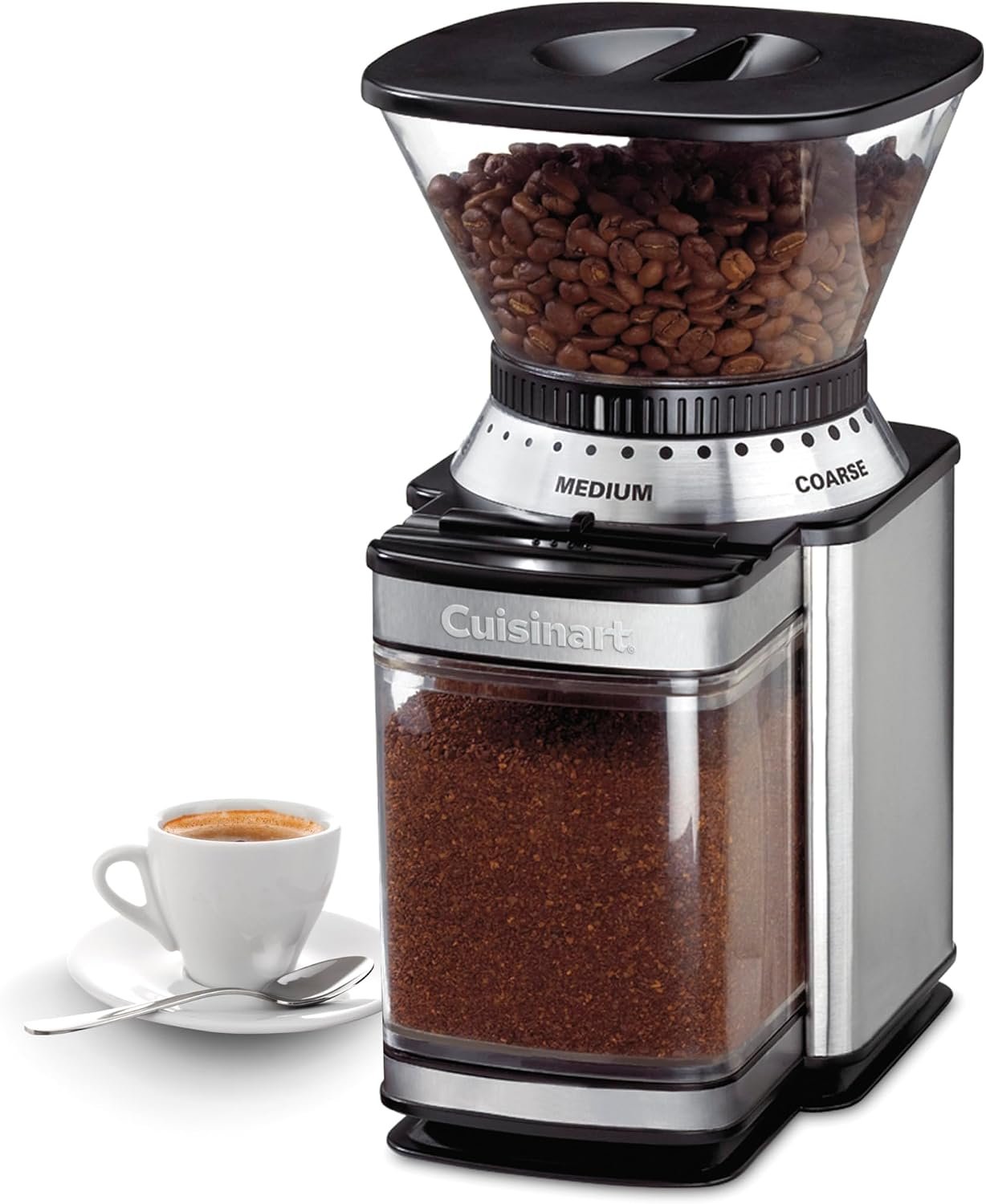 Cuisinart Electric Burr Coffee Grinder, 18-Position Selector, 4-18 Cups | Flat burr coffee bean grinder with 18 options, fine to coarse, & removeable, easy-to-clean 8 oz bean hopper, DBM-8P1