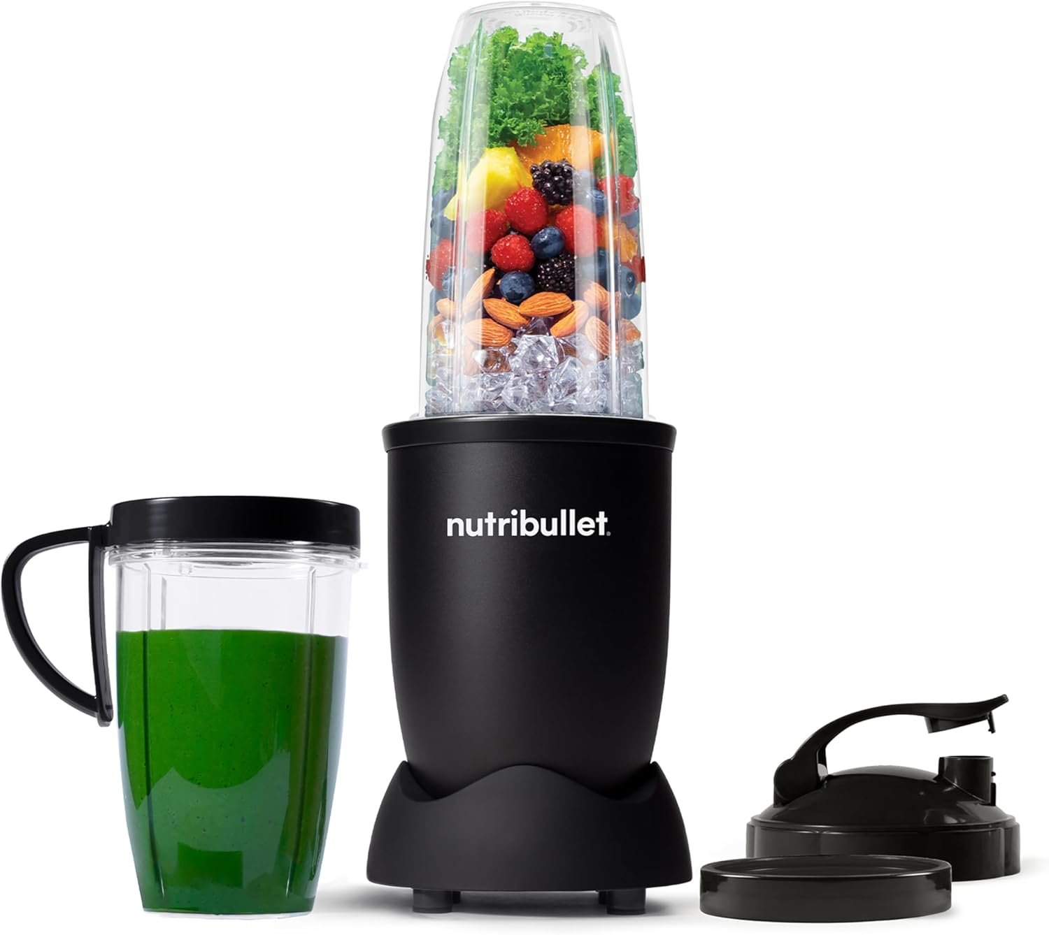 nutribullet Pro Personal Blender, Shakes, Smoothies, Food Prep, and Frozen Blending, 32 Ounce Cup, 24 Ounce Cup, Flip-top Travel Lid, 900 Watt, Matte Black, NB9-0901AK