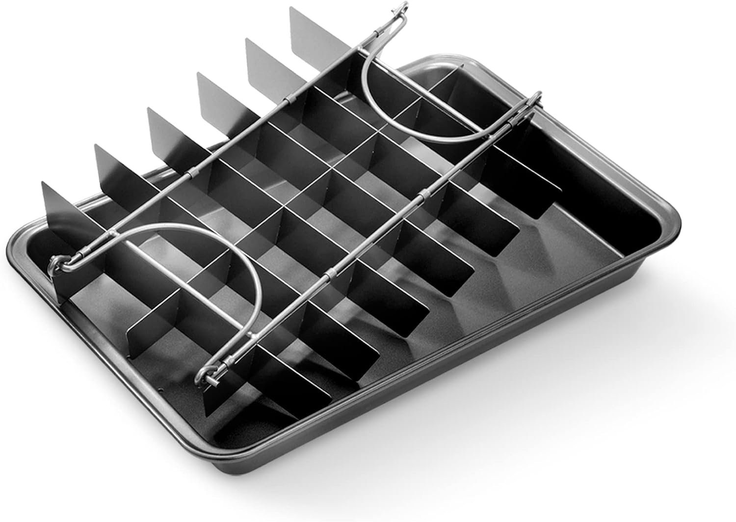 Elbee Home Professional Brownie Baking Pan, Includes Browny Divider for Perfectly Cut Brownies Every Time, Durable Carbon Steel, 13 Inch, Non Stick, Easy Clean