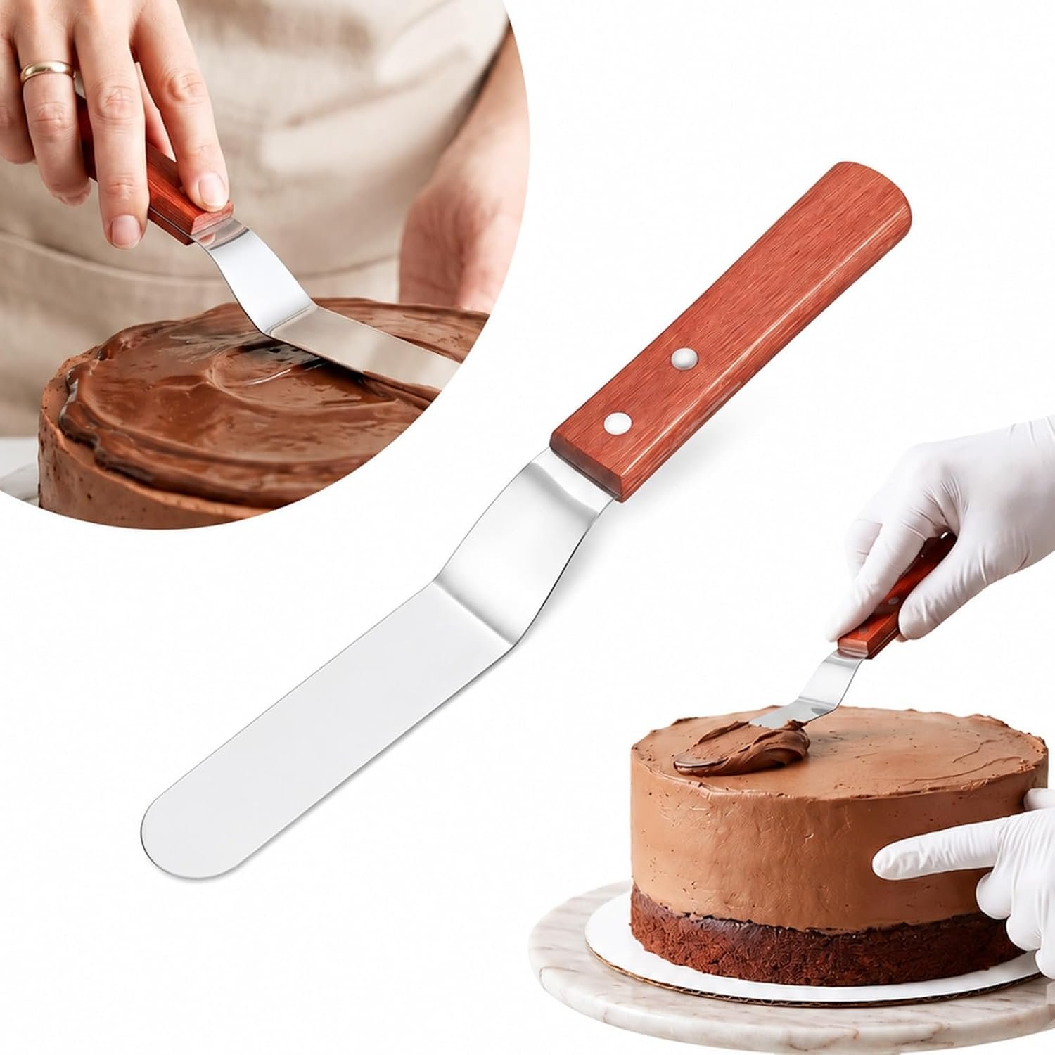 6″ Offset Spatulas Icing Spatula Stainless Steel Frosting Spatulas Cake Spatula with Sturdy & Durable Handle Ideal for Cake Decorating Pastry Baking