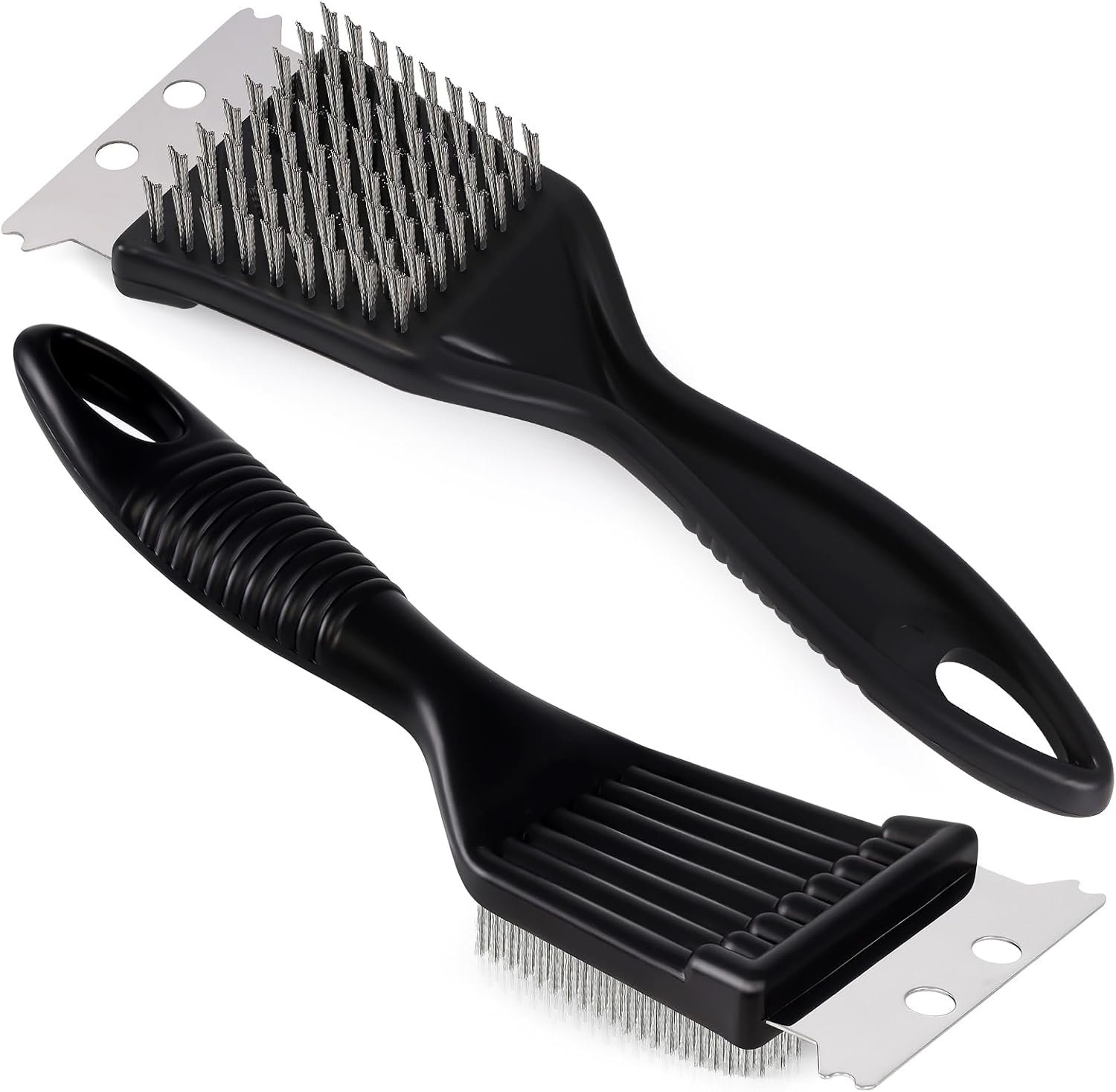 2 Pcs Grill Brush and Scraper,Barbecue Grill Cleaning Brush Stainless Steel Wire Grill Brush BBQ Cleaner Accessories for Outdoor Grill, Durable and Easy to Clean