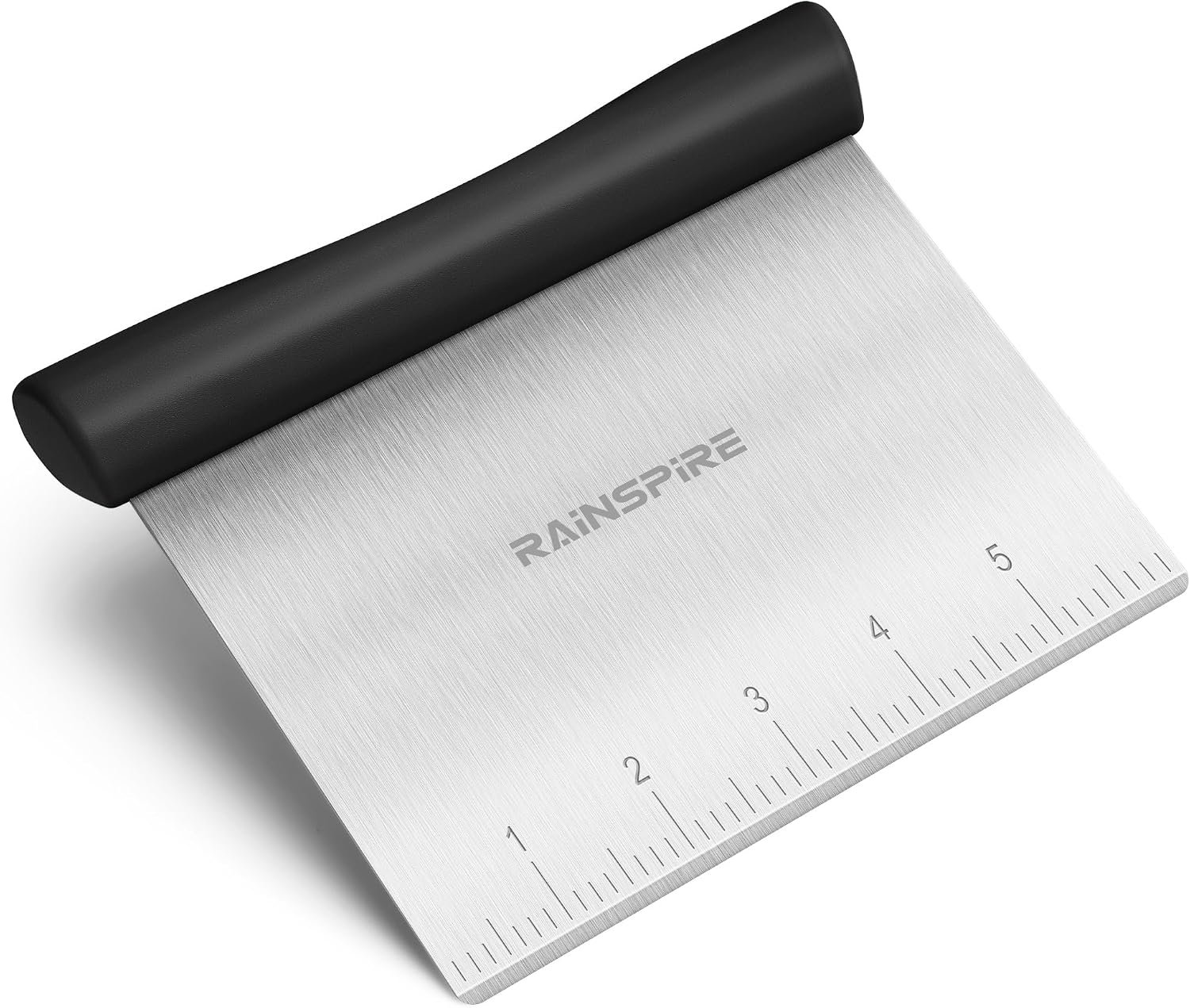 Multi-Purpose Stainless Steel Bench Scraper Dough Blender & Pastry Cutter | Dishwasher Safe Measurement Marks Non-slip Comfortable Handle Dough Scraper Food Chopper for Bread Baking Supplies Black