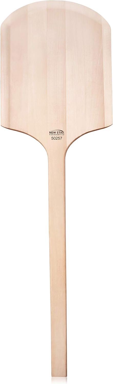 New Star Foodservice 50257 Restaurant-Grade Wooden Pizza Peel, 16″ L x 12″ W Plate, with 26″ L Wooden Handle, 42″ Overall Length