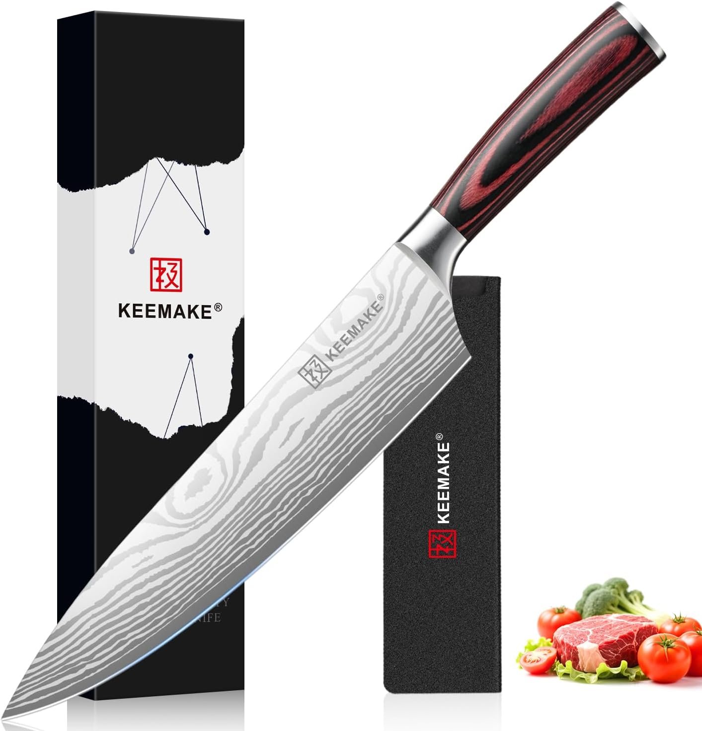 8″ Chef Knife, Ultra Sharp Kitchen Knife with Ergonomic Handle | Japanese High Carbon Stainless Steel, 12° Bevel Angle, Professional Cooking Gadgets with Gift Box for Men and Women