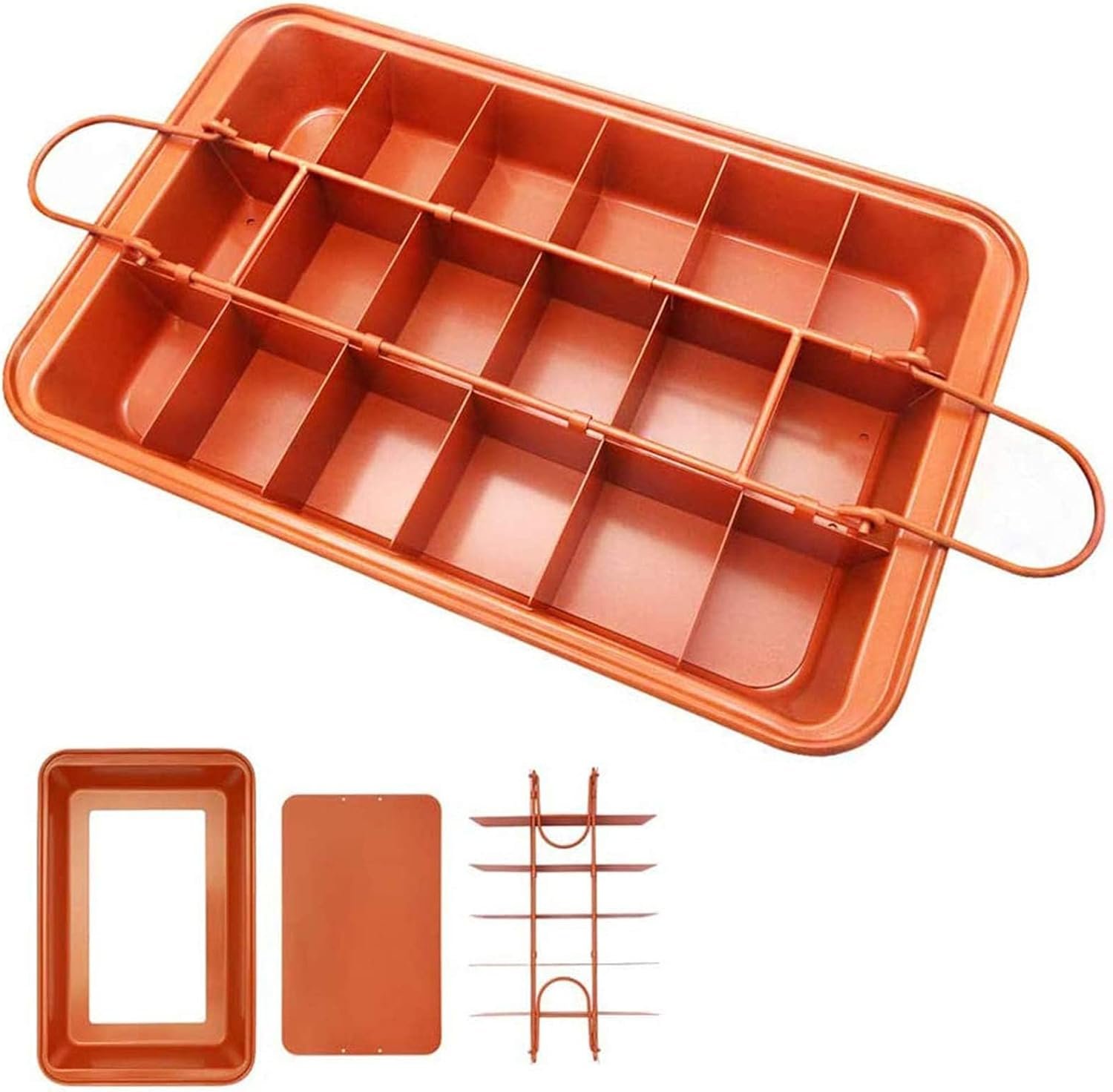 Brownie Pan, Non Stick Brownie Pans With Dividers, 18 Pre-slice Brownie Baking Tray, High Carbon Steel Bakeware for Oven Baking, Size 12 X 8 X 2 Inches | Ailelan Brownie Pan, Non Stick Brownie Pans With Dividers,Brownie Baking Tray,Steel Bakeware for Oven Baking,12 X 8 X 2 in
