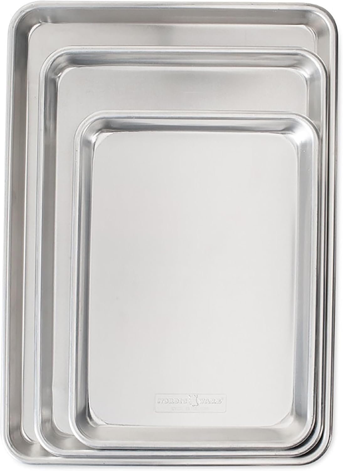 Nordic Ware Naturals 3 Piece Set – USA Made Aluminum Commercial Quality Sheet Pan for Baking or Roasting, Encapsulated Galvanized Steel Rim Prevents Warping; Half Sheet, Jelly Roll and Quarter Sheet