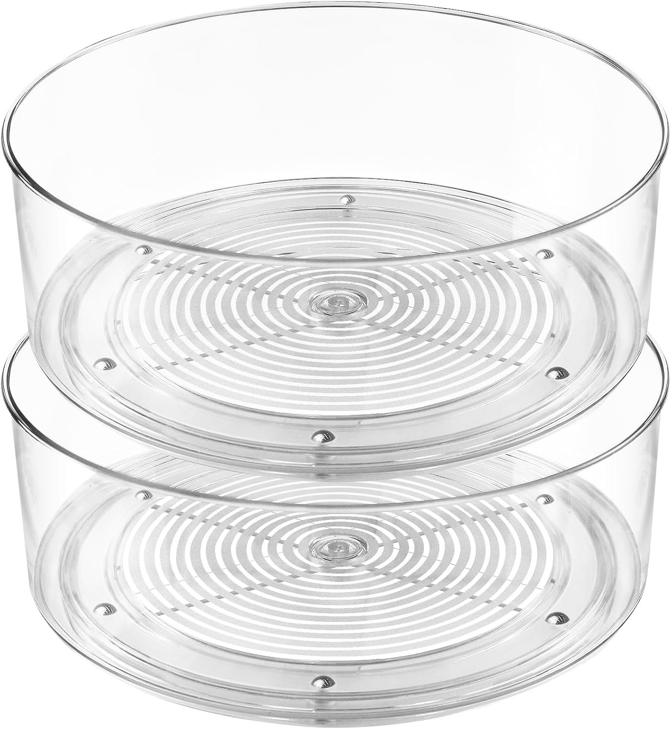 Lazy Susan Organizer, 2pcs 360 Degree Rotating Turntable Organizer | Refrigerator Lazy Susan, Round Plastic Clear Lazy Susan Turntable Food Storage Container for Kitchen, Fridge Organizer