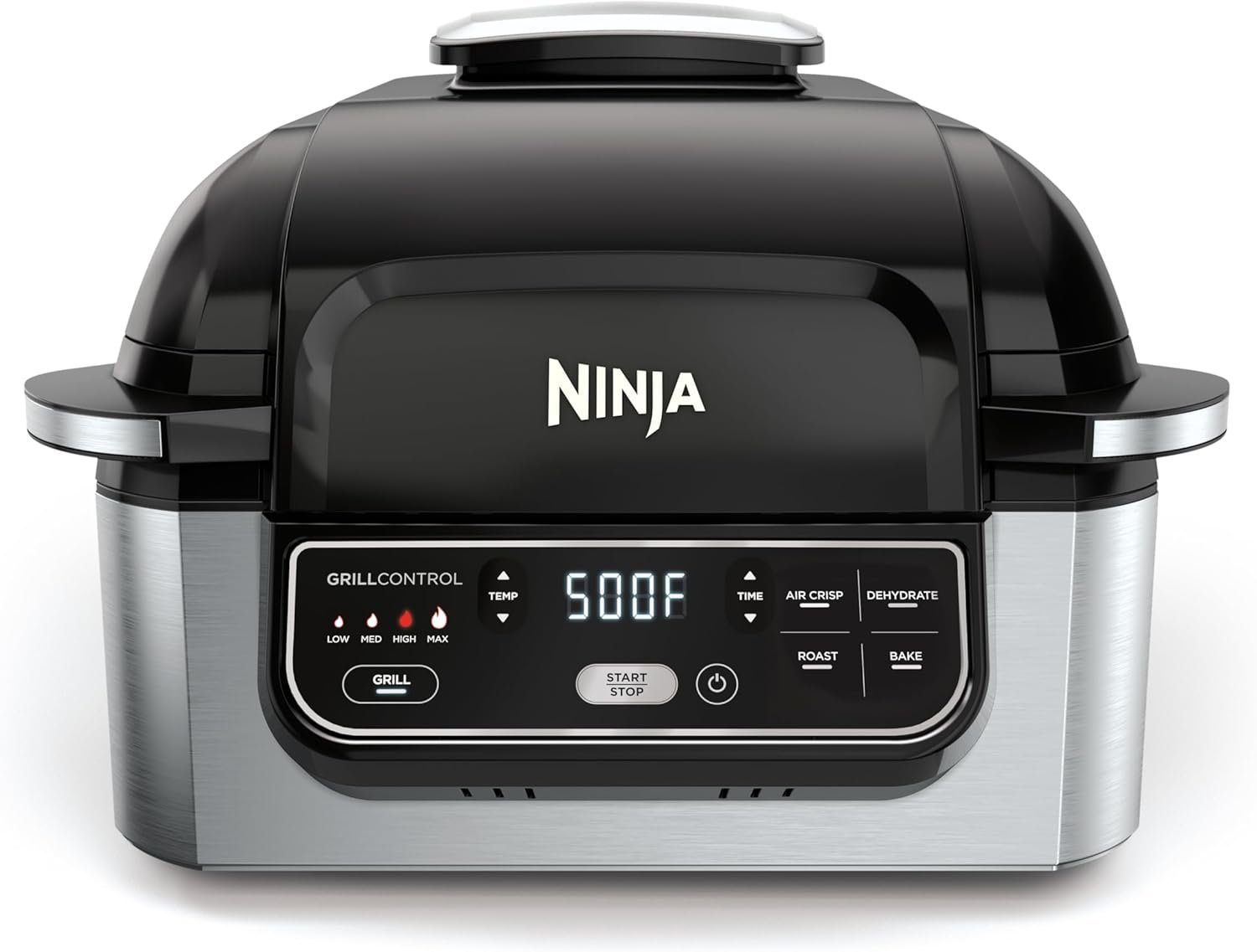 Ninja® Foodi® 5-in-1 XL Indoor Grill & Air Fryer, Black/Grey, AG301 | Cyclonic Grilling Technology for char-grilled flavor indoors year-round. 5-in-1: Grill, Air Fry, Roast, Bake & Dehydrate. XL.